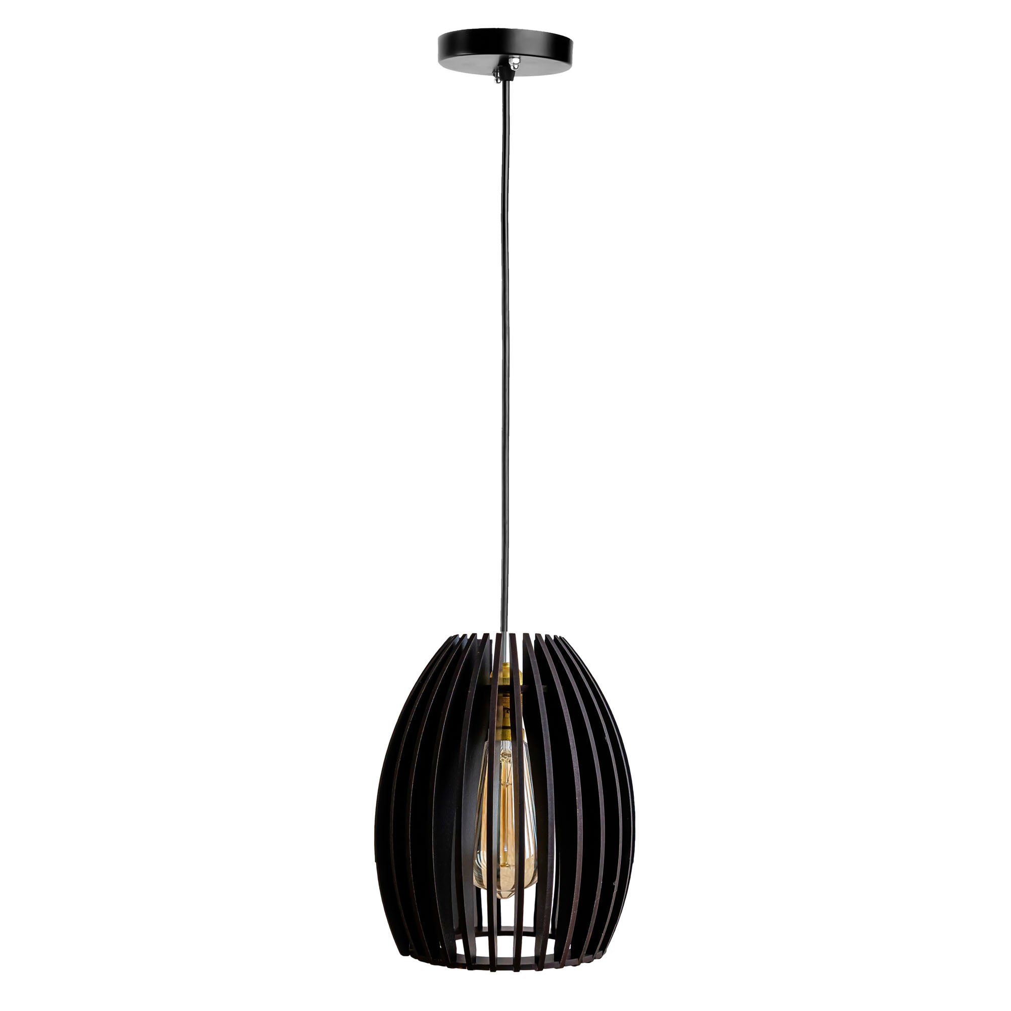 Carat Black Wood Ceiling Lamp