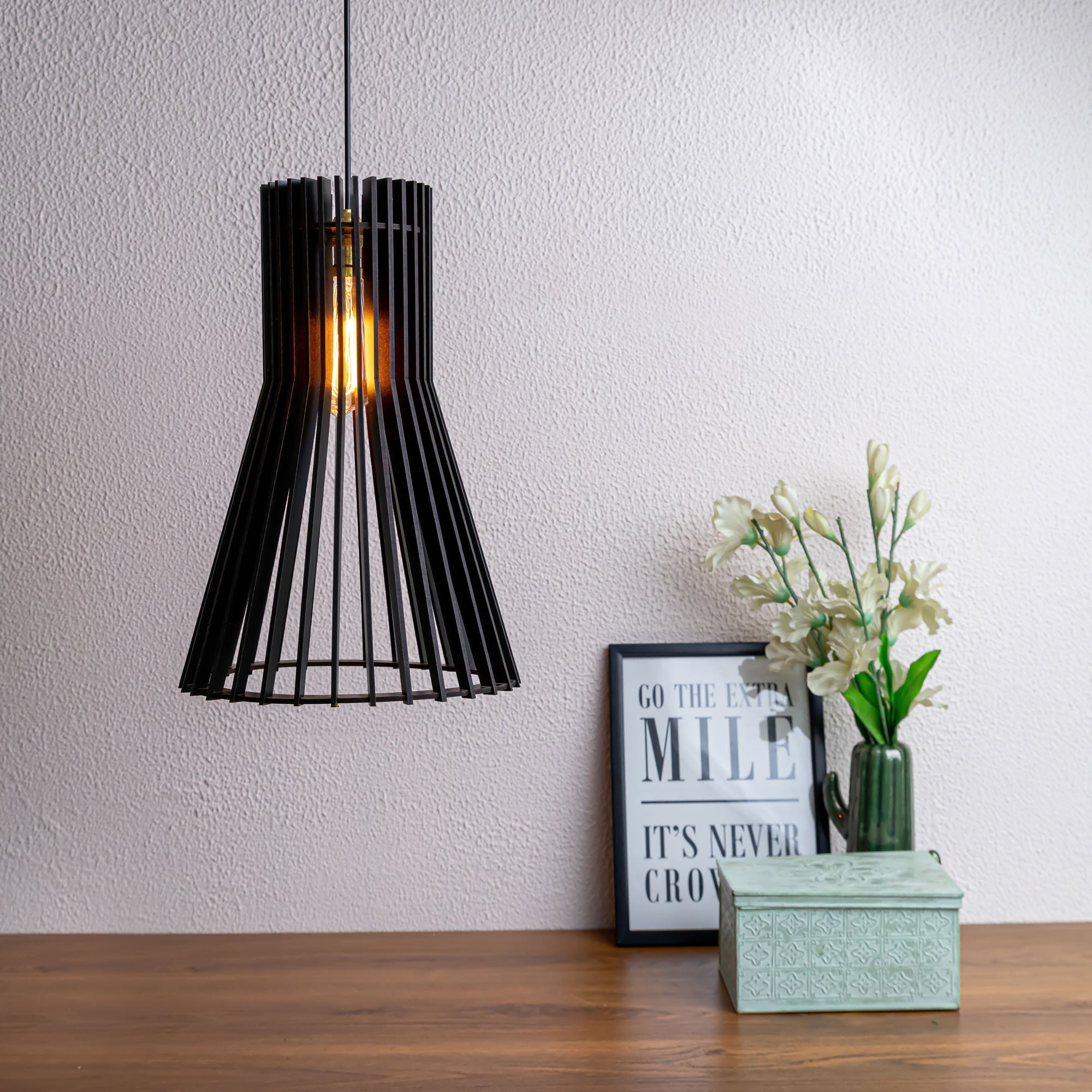 Cosie Black Wood Ceiling Lamp