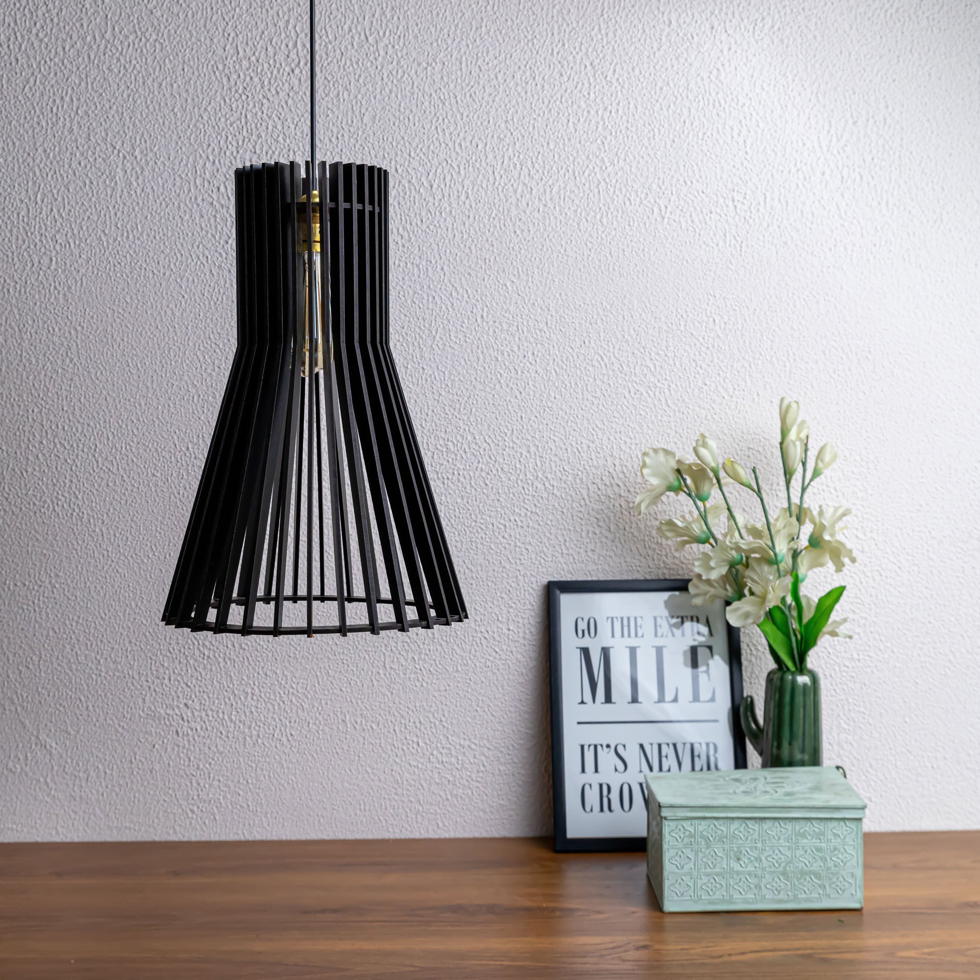Cosie Black Wood Ceiling Lamp