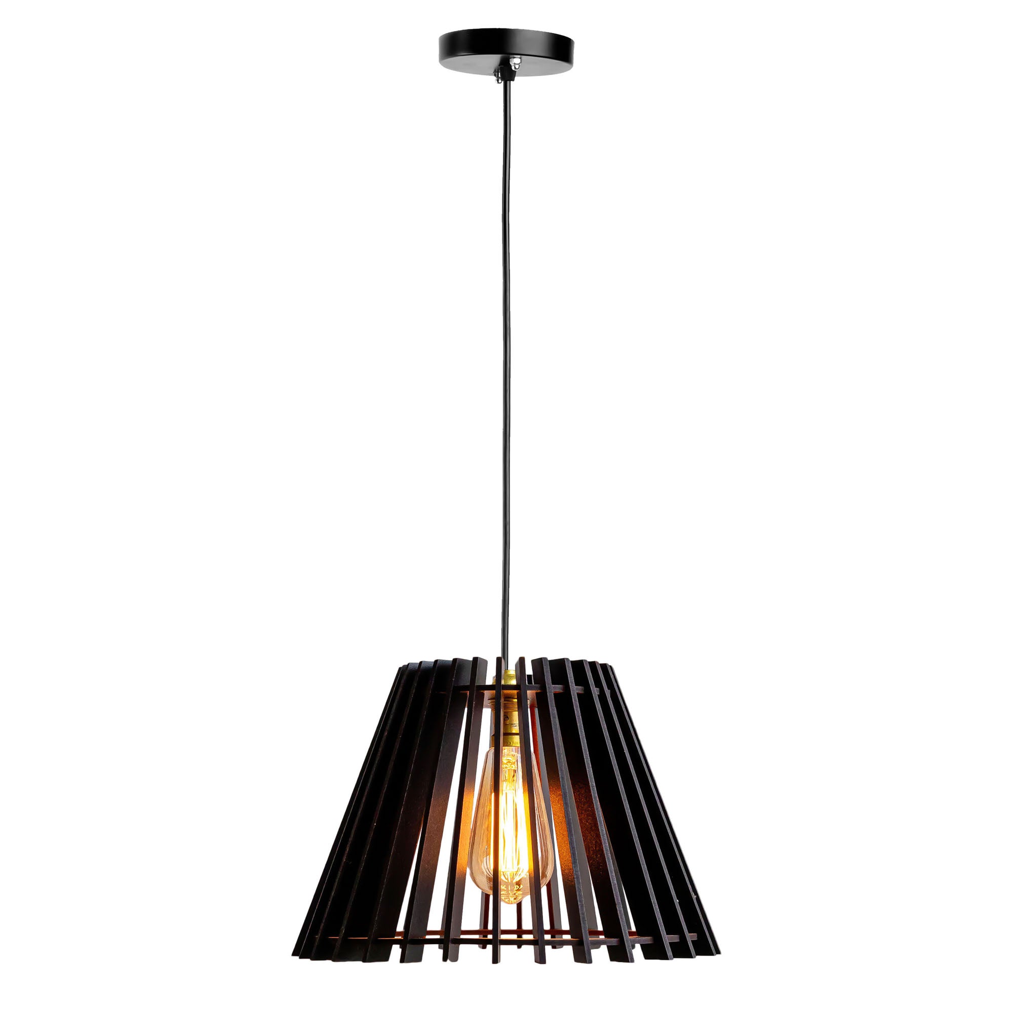 Cameo Black Wood Ceiling Lamp
