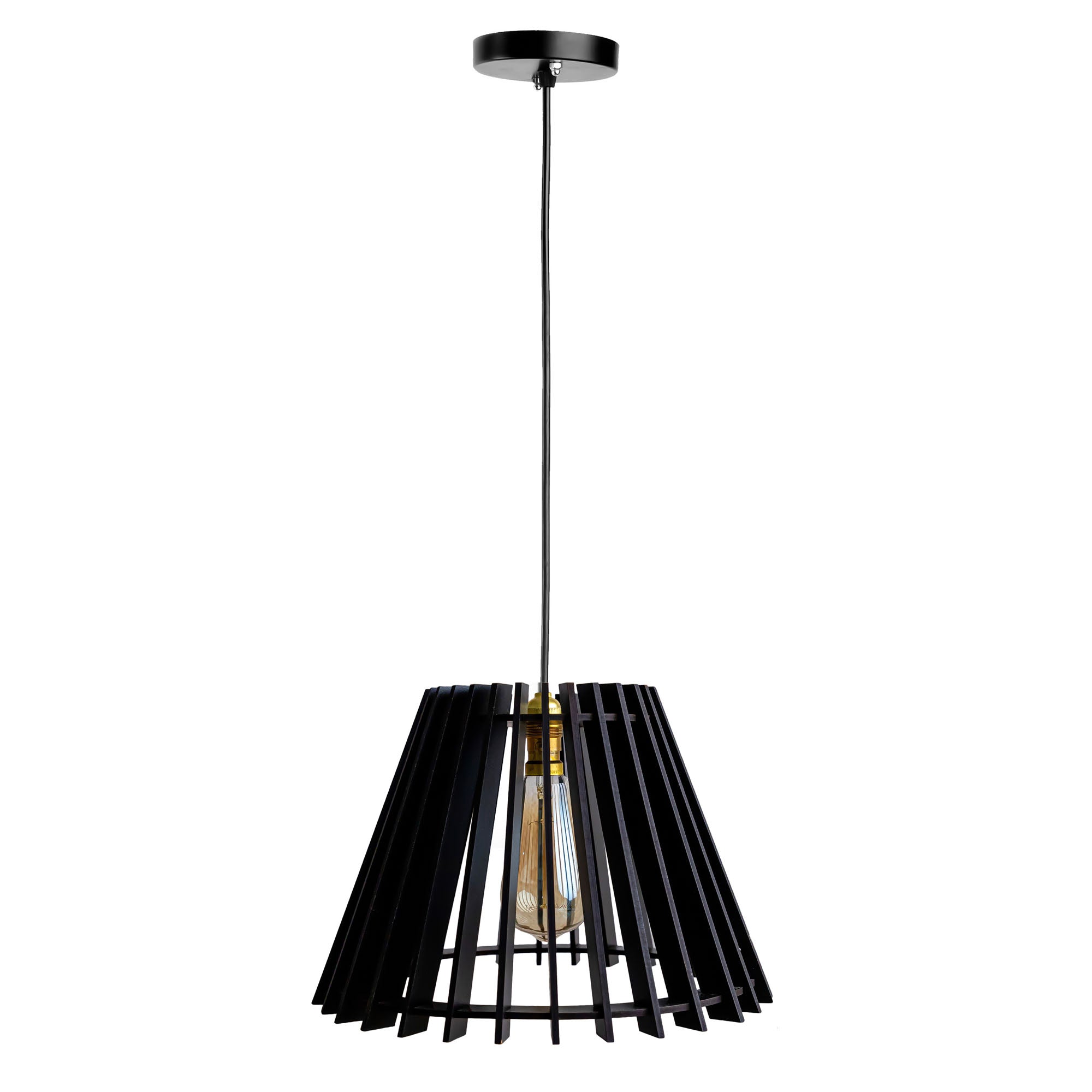 Cameo Black Wood Ceiling Lamp