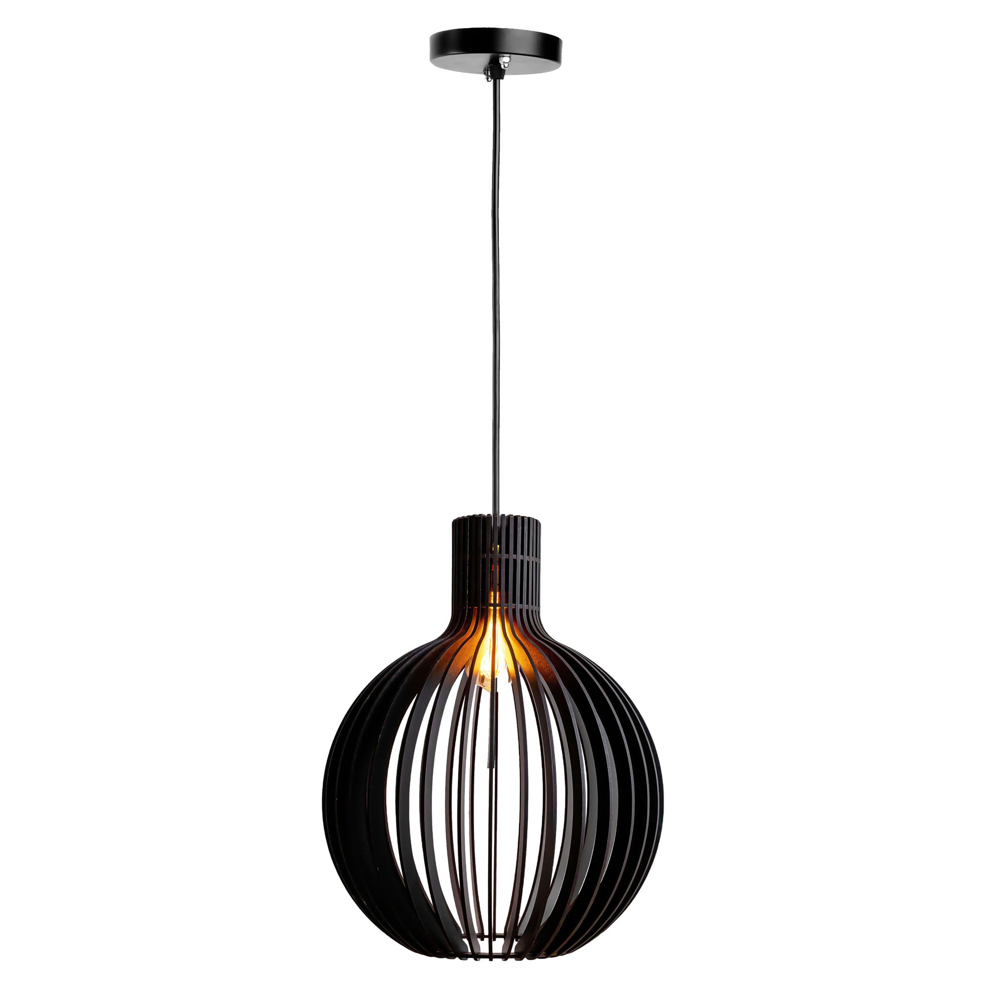 Cazol Black Wood Ceiling Lamp
