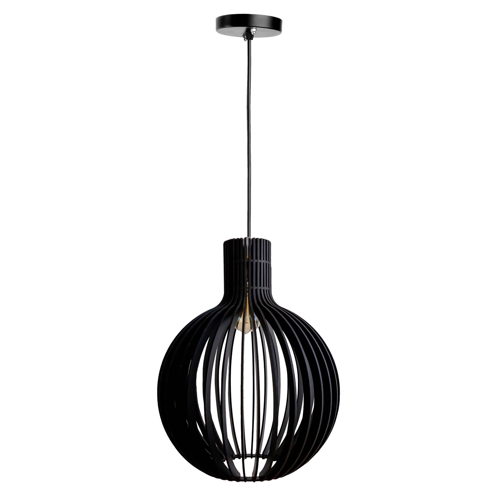 Cazol Black Wood Ceiling Lamp