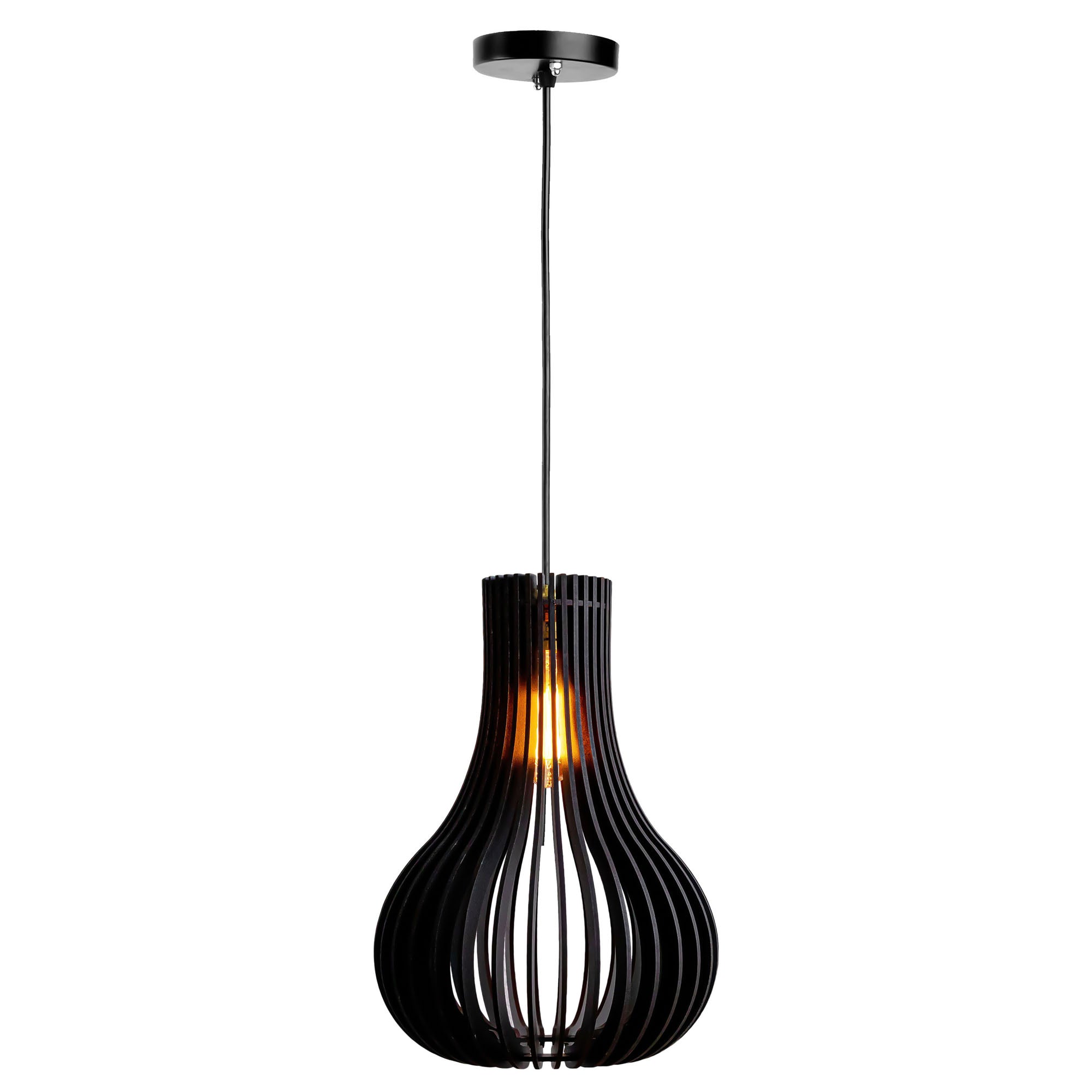 Carrie Black Wood Ceiling Lamp