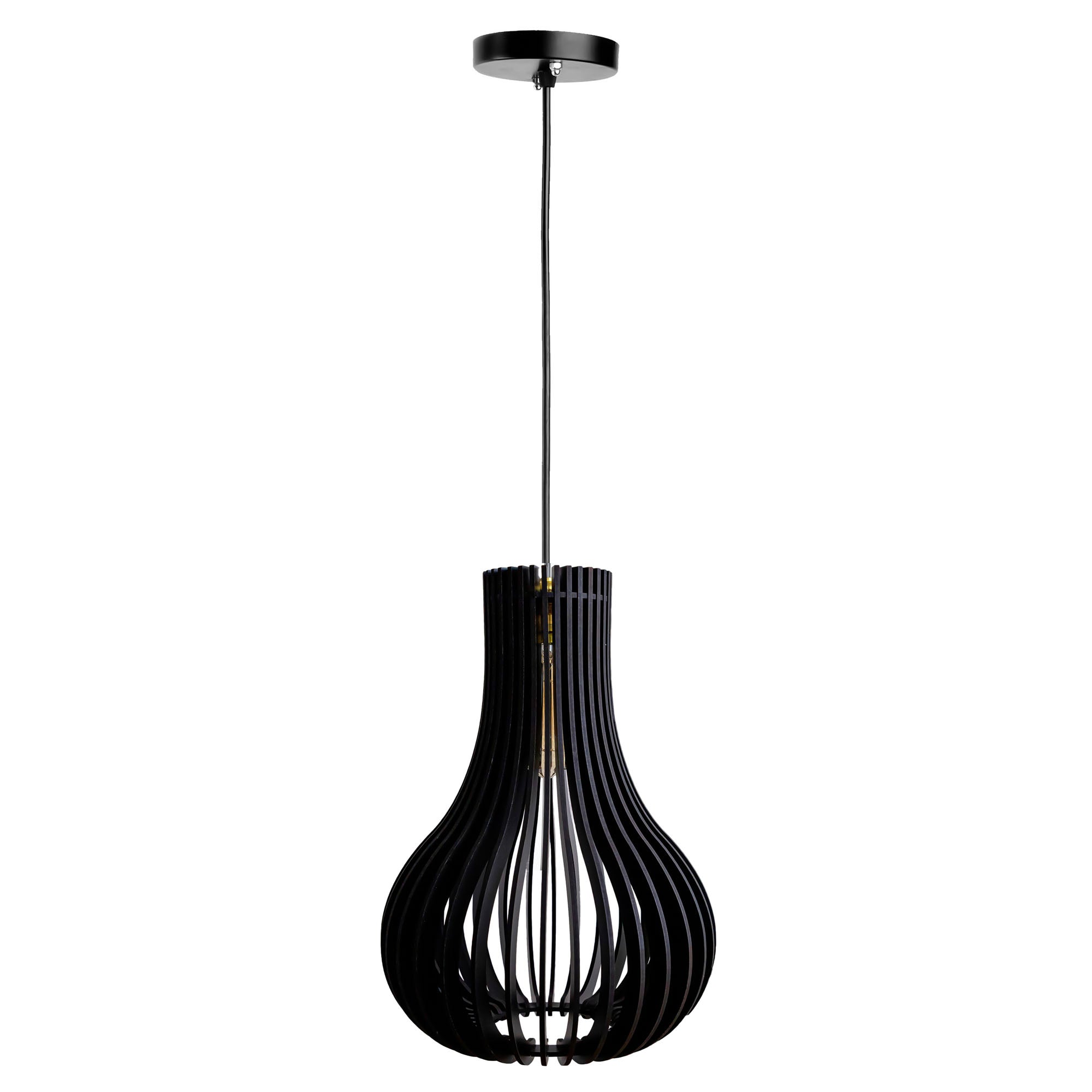 Carrie Black Wood Ceiling Lamp