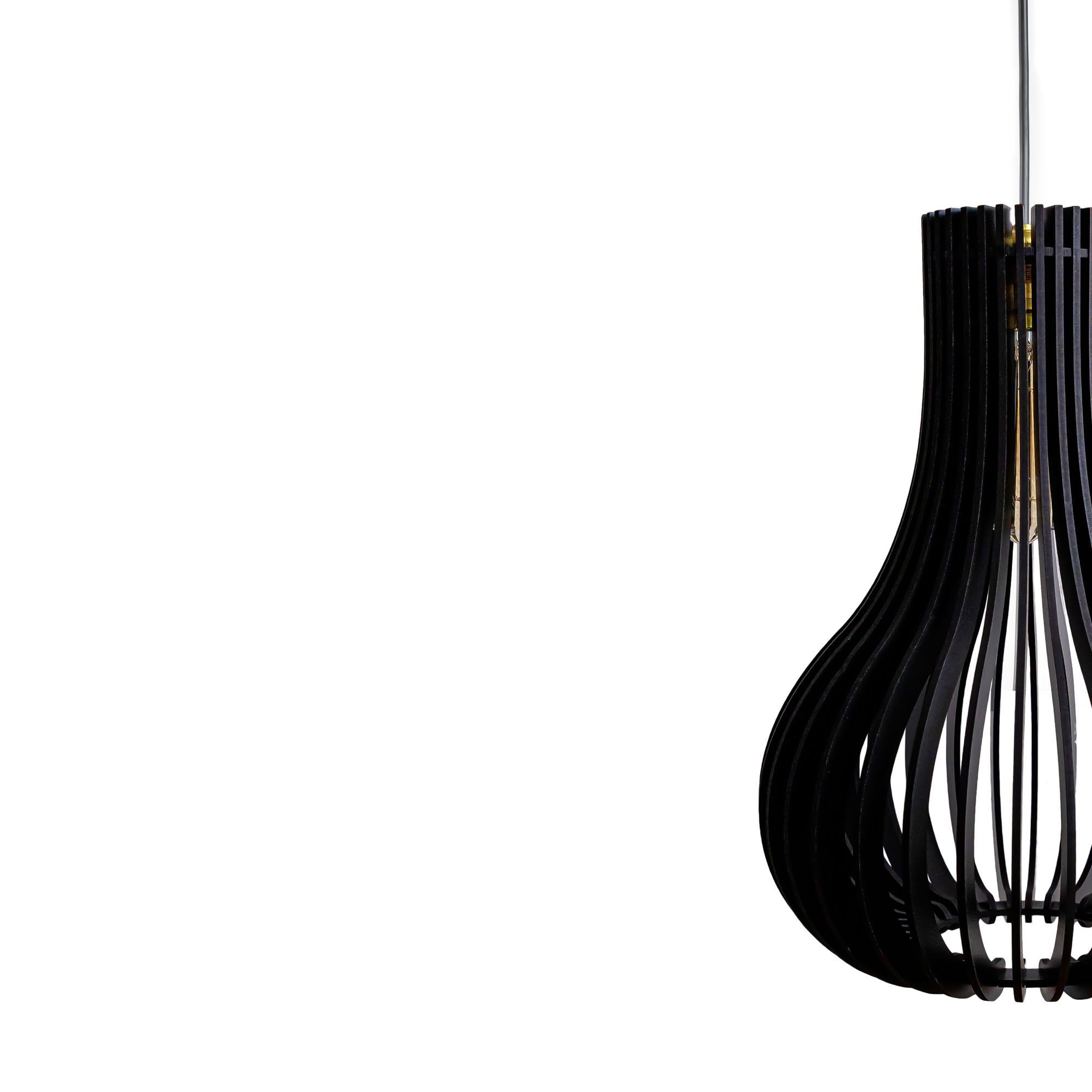 Carrie Black Wood Ceiling Lamp
