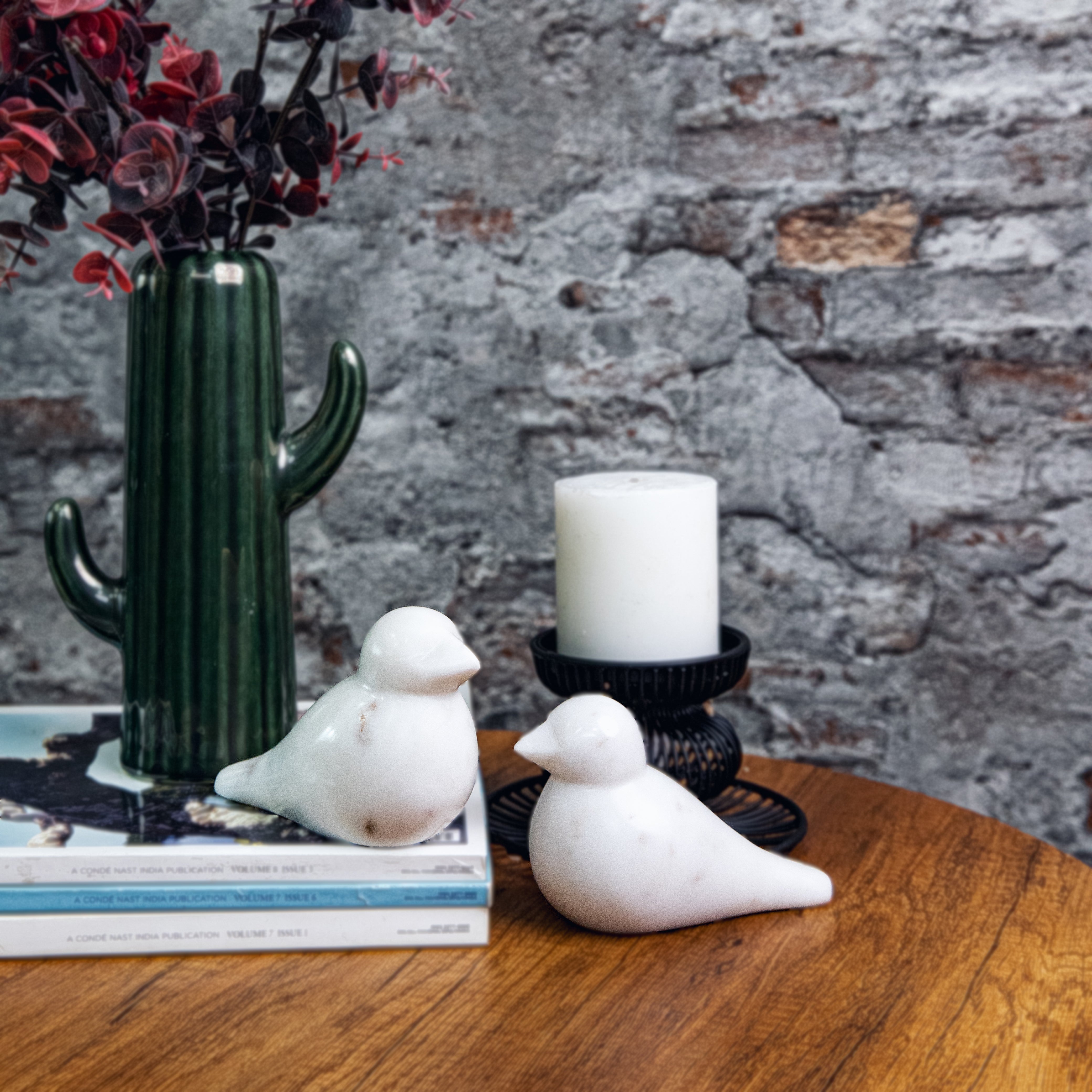 White Marble Bird Décor Accent - Set of 2