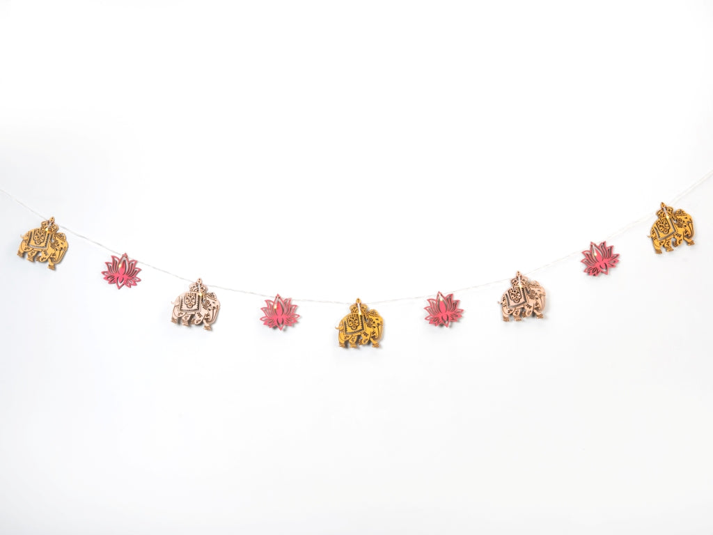 Elephant & Flower Festive Light Bunting