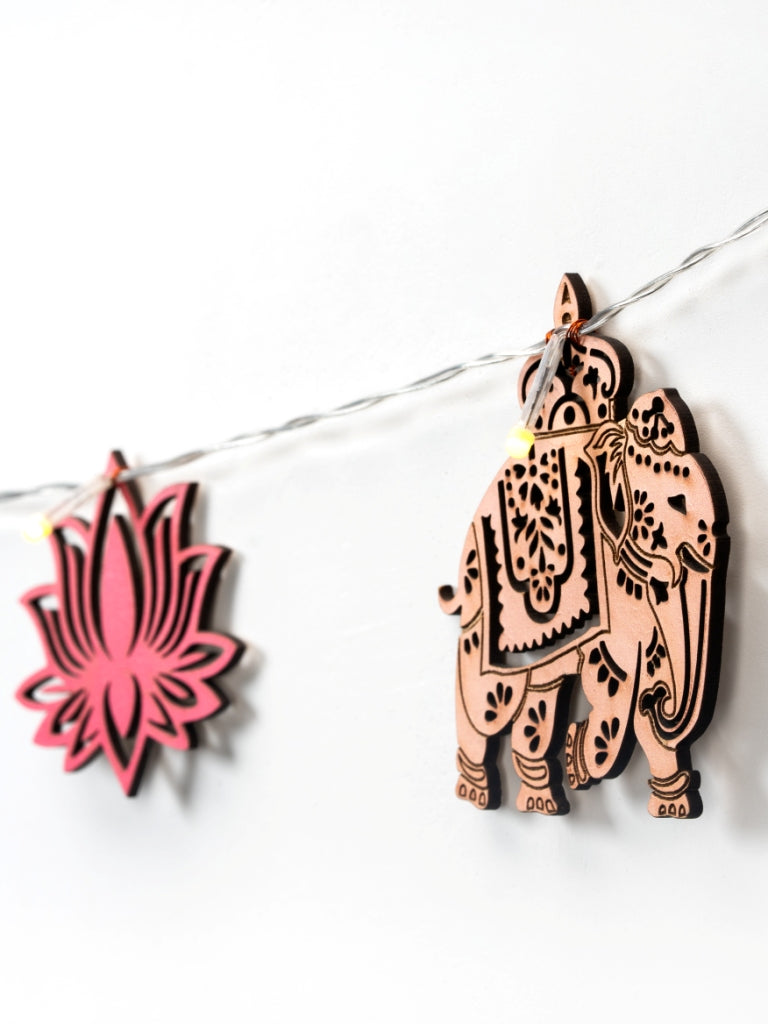 Elephant & Flower Festive Light Bunting