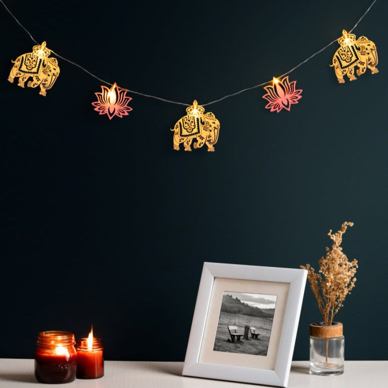 Elephant & Flower Festive Light Bunting