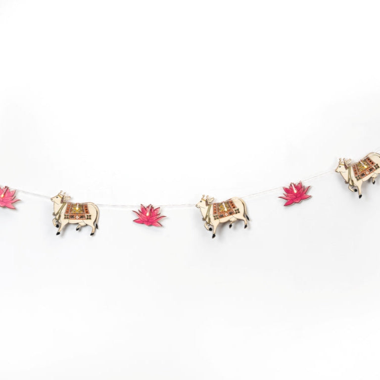 Cow & Lotus Festive Light Bunting