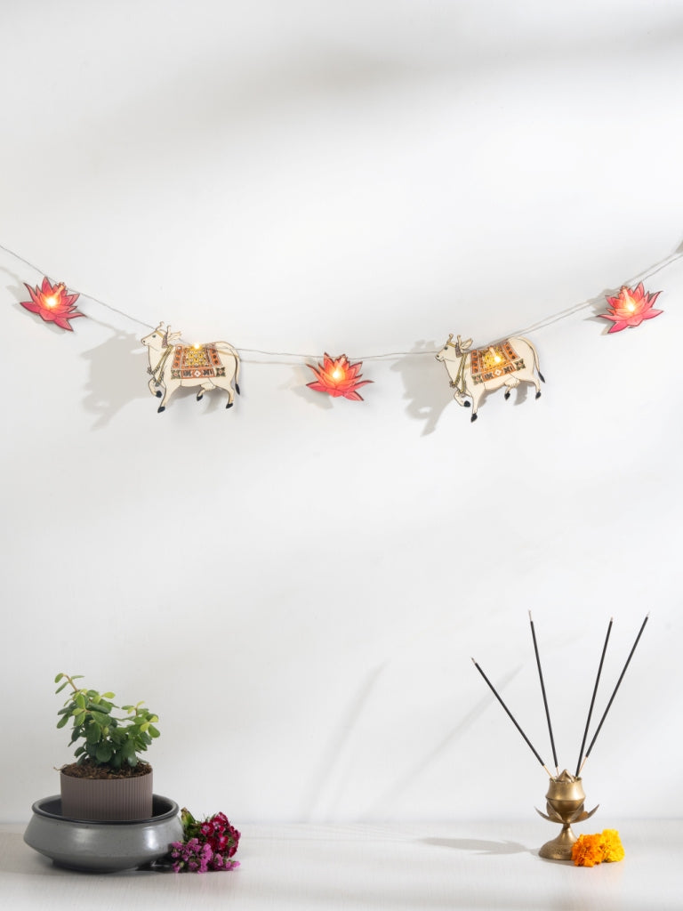 Cow & Lotus Festive Light Bunting