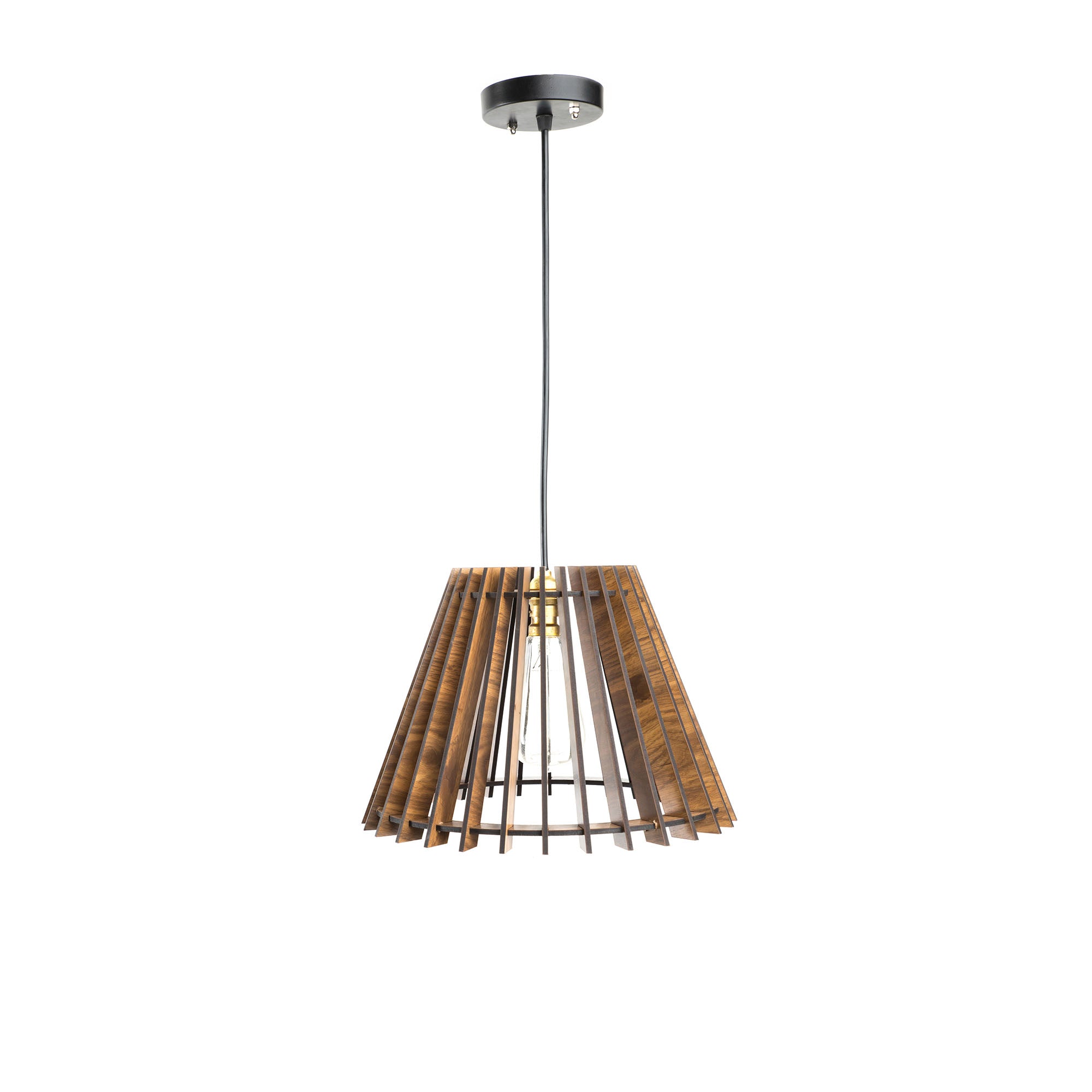 Wooden shade pendant lamp
