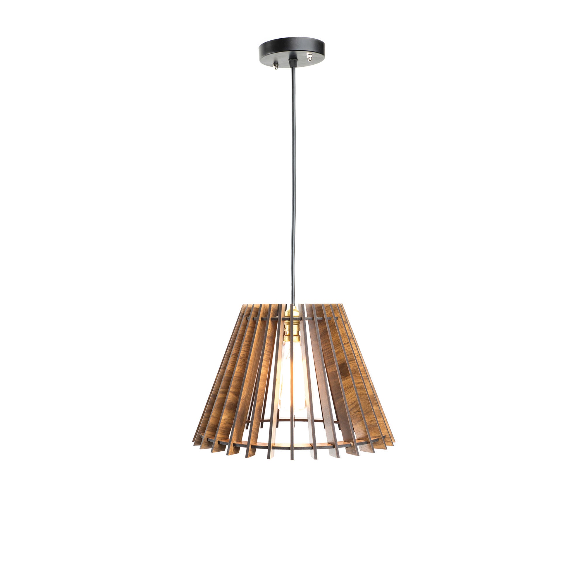 Wooden shade pendant lamp