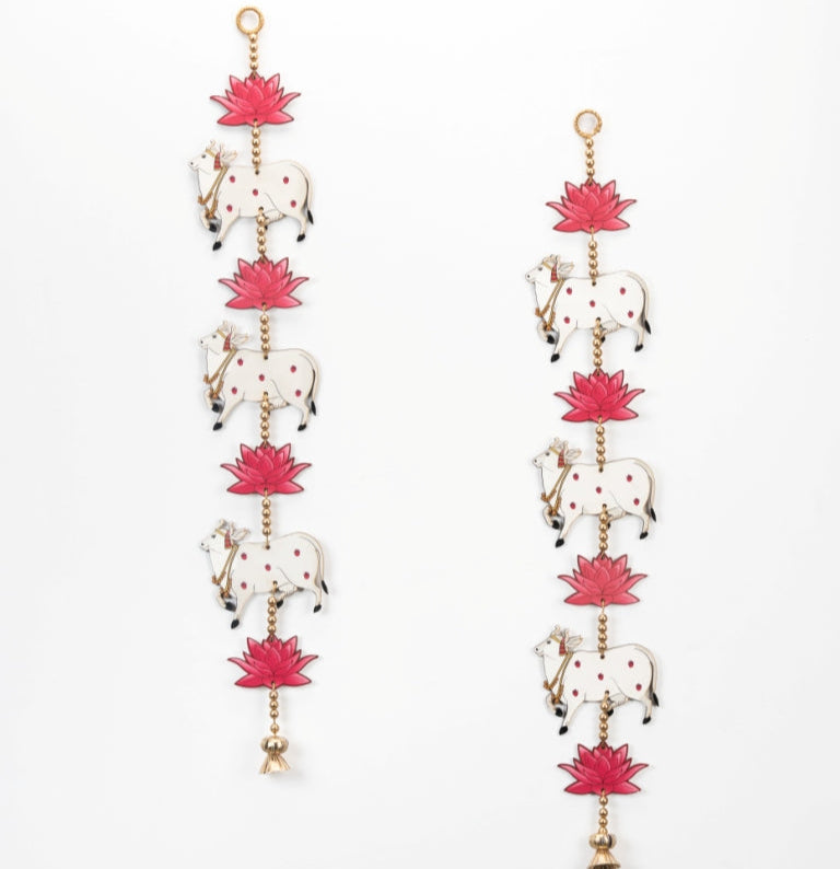 Cow & Lotus Vertical Hanging Toran Set of 2