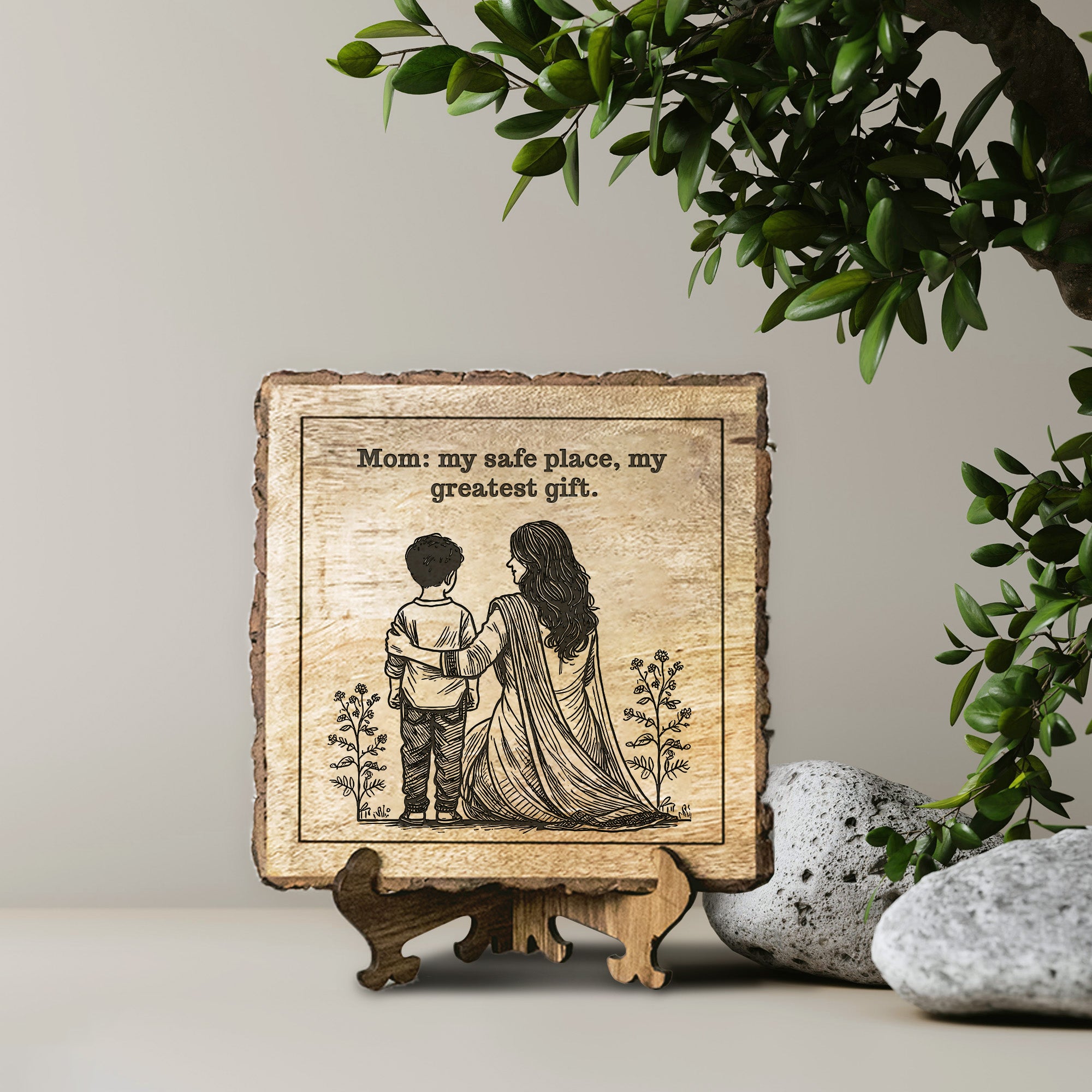 Handcrafted Mango Wood Personalized plaque-Mother's day Gift