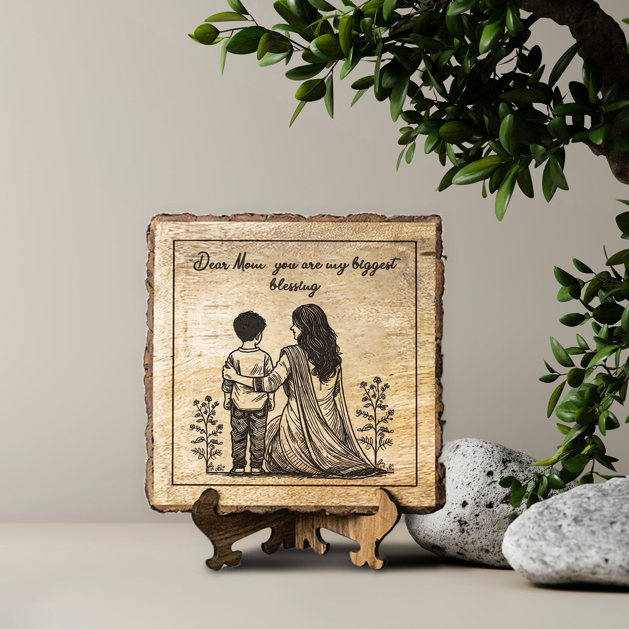 Handcrafted Mango Wood Personalized plaque-Mother's day Gift