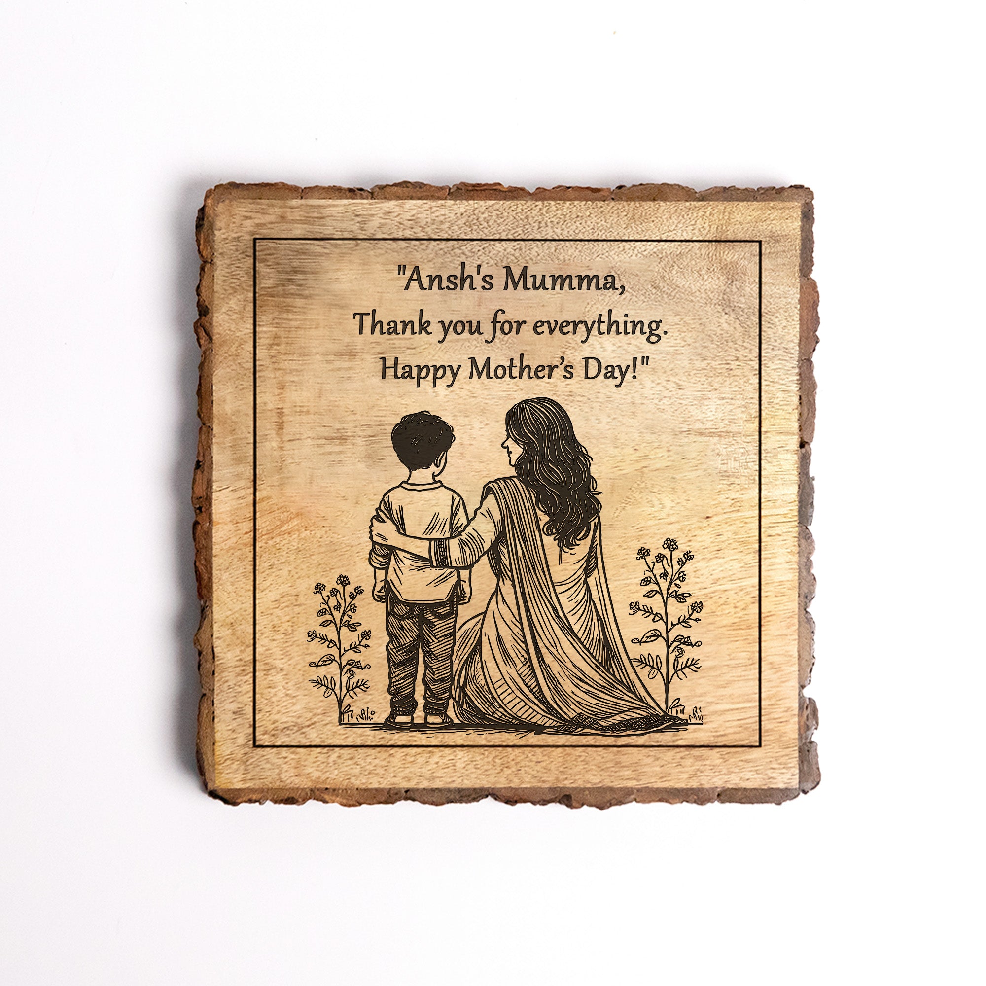 Handcrafted Mango Wood Personalized plaque-Mother's day Gift