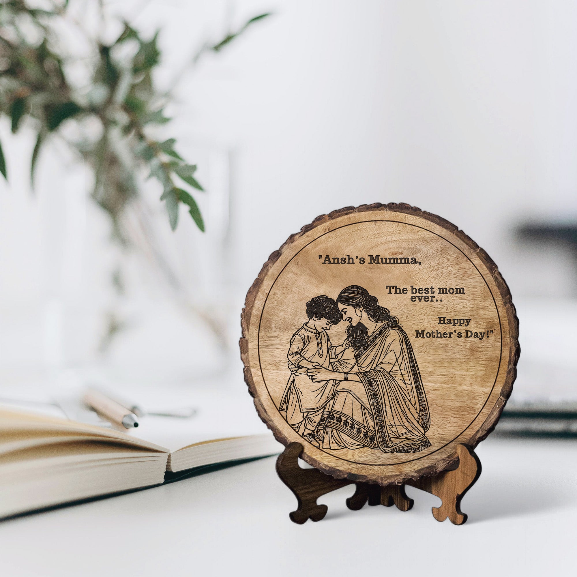 Handcrafted Mango Wood Personalized plaque-Mother's day Gift