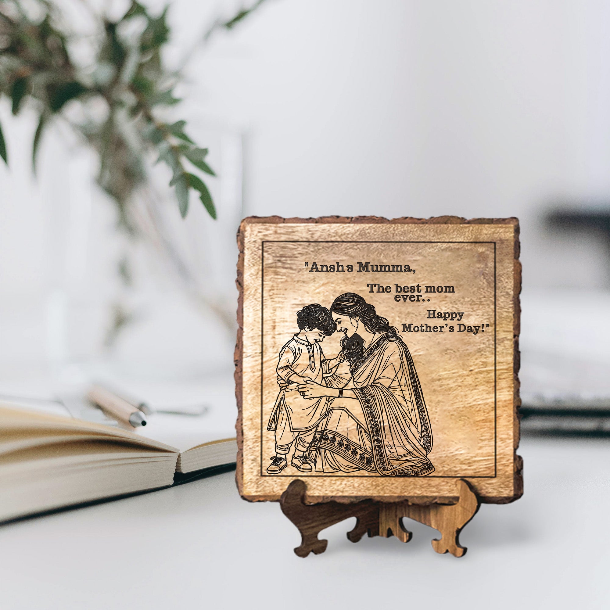 Handcrafted Mango Wood Personalized plaque-Mother's day Gift
