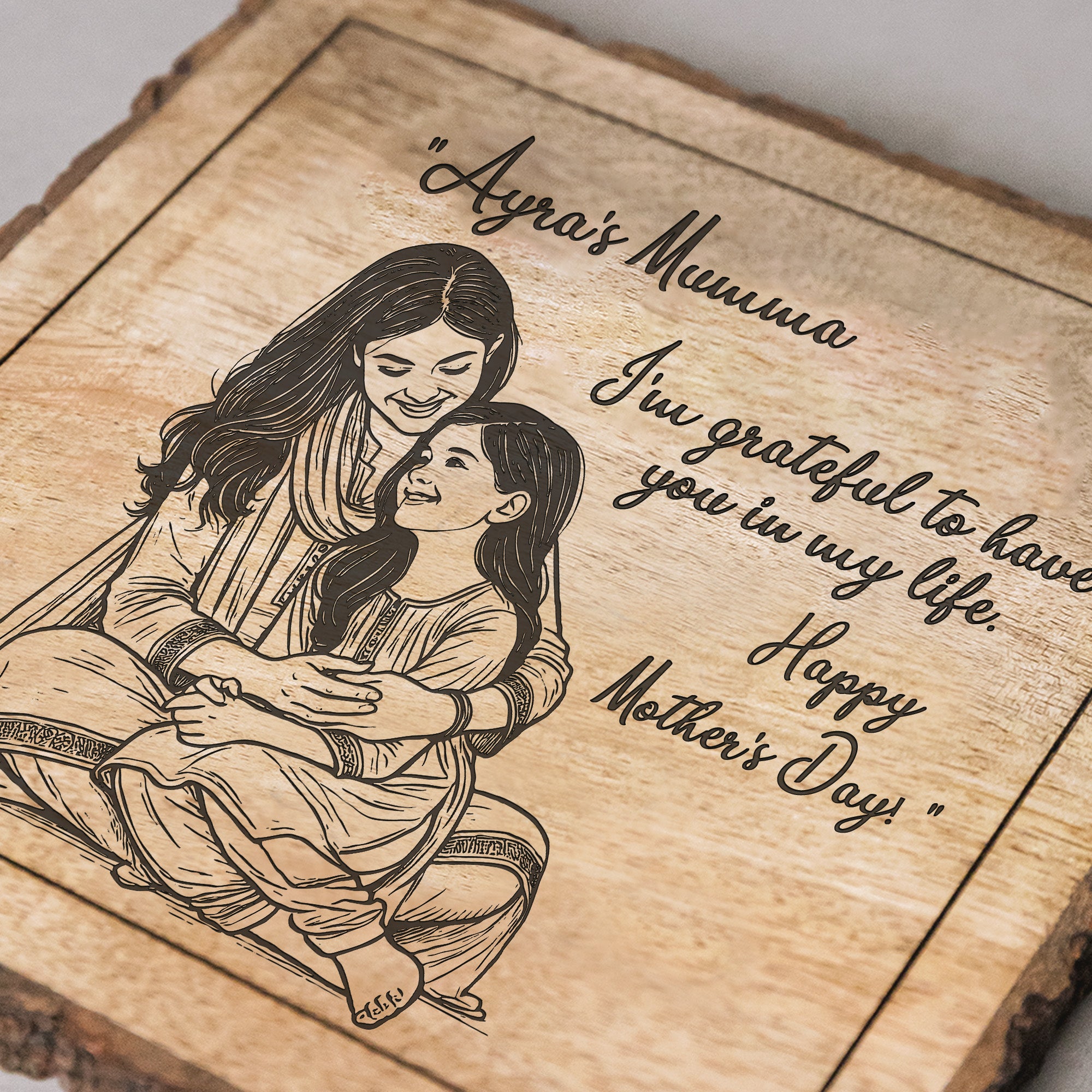 Handcrafted Mango Wood Personalized plaque-Mother's day Gift