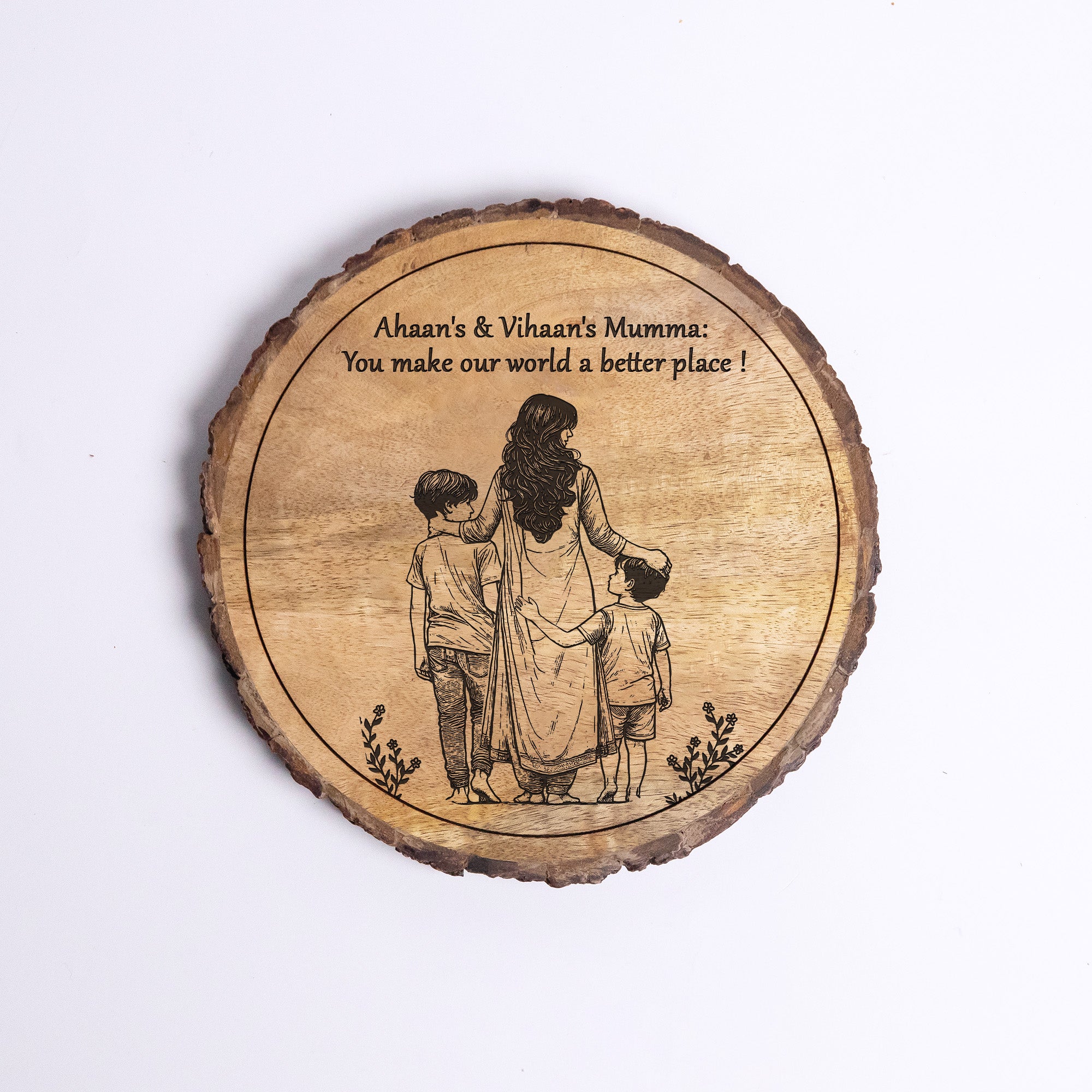 Handcrafted Mango Wood Personalized plaque-Mother's day Gift