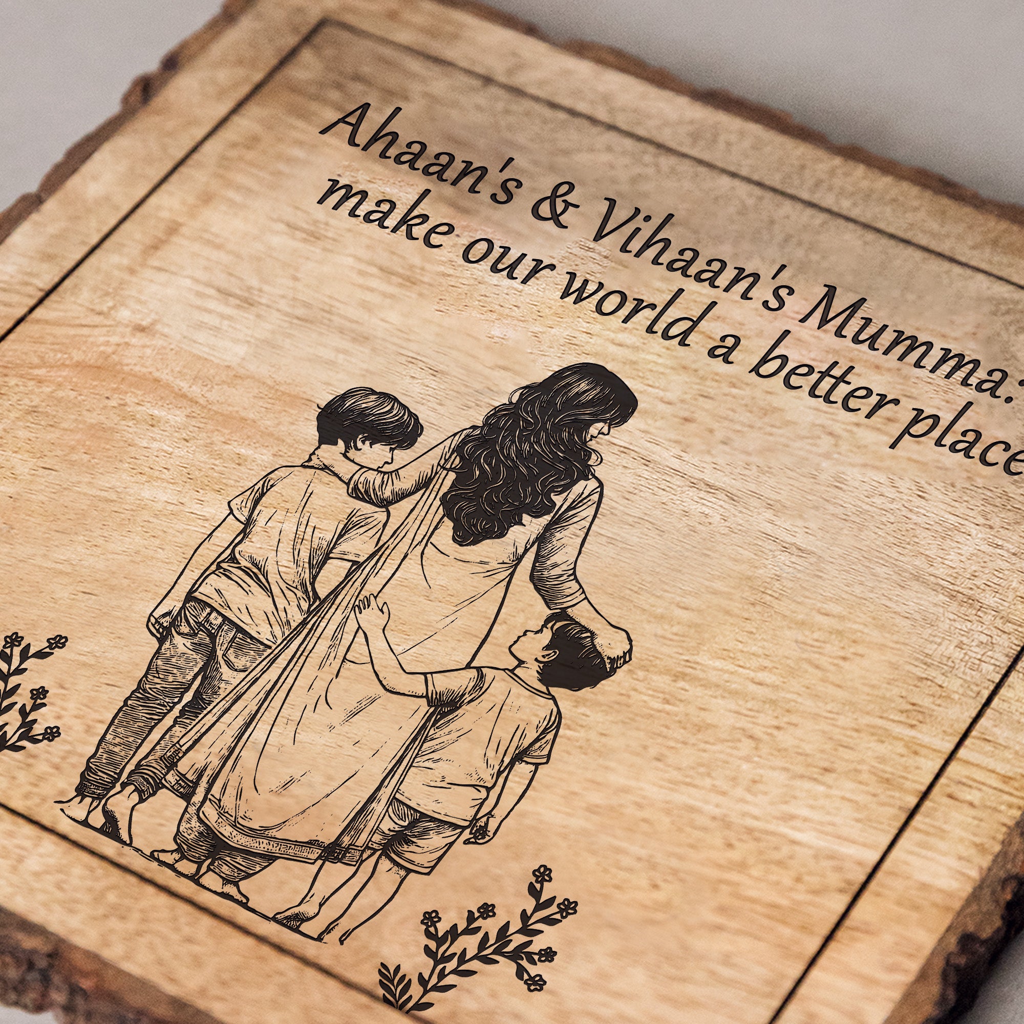 Handcrafted Mango Wood Personalized plaque-Mother's day Gift