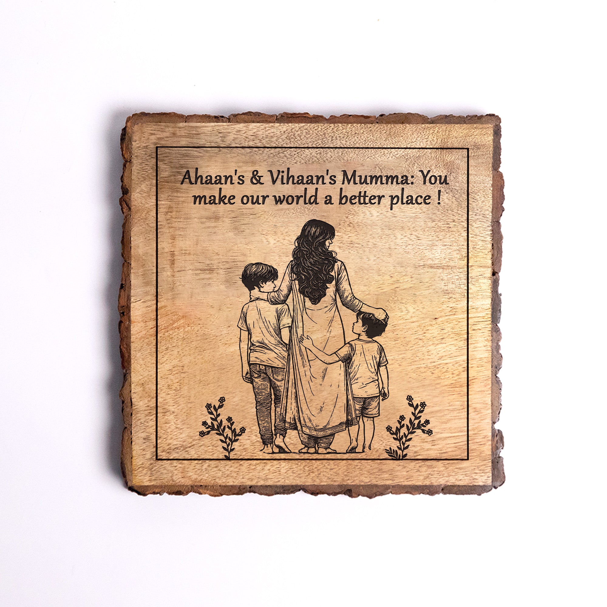 Handcrafted Mango Wood Personalized plaque-Mother's day Gift