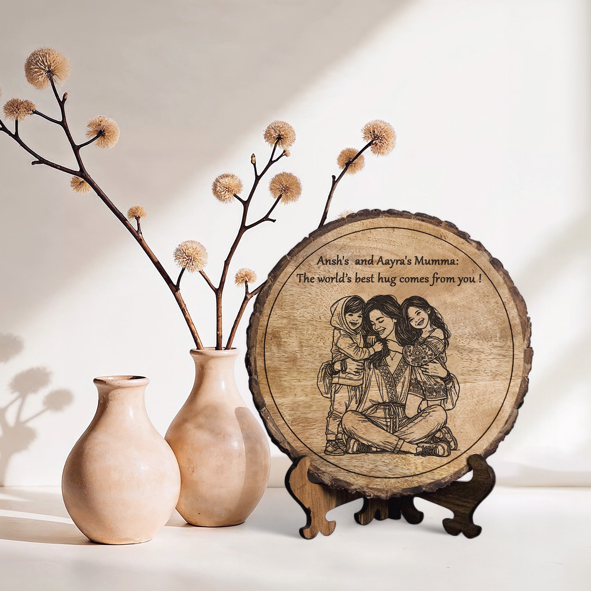 Handcrafted Mango Wood Personalized plaque-Mother's day Gift