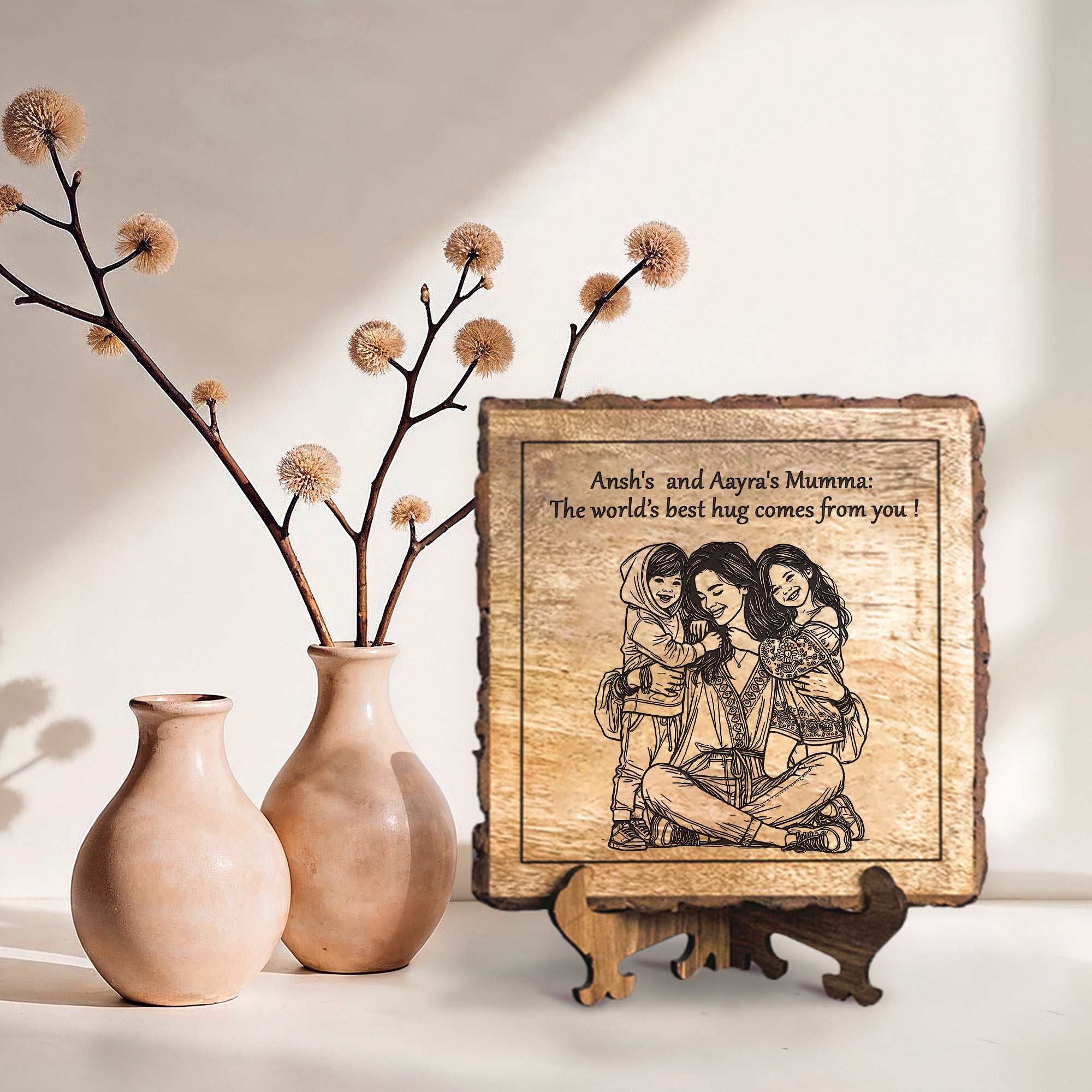 Handcrafted Mango Wood Personalized plaque-Mother's day Gift