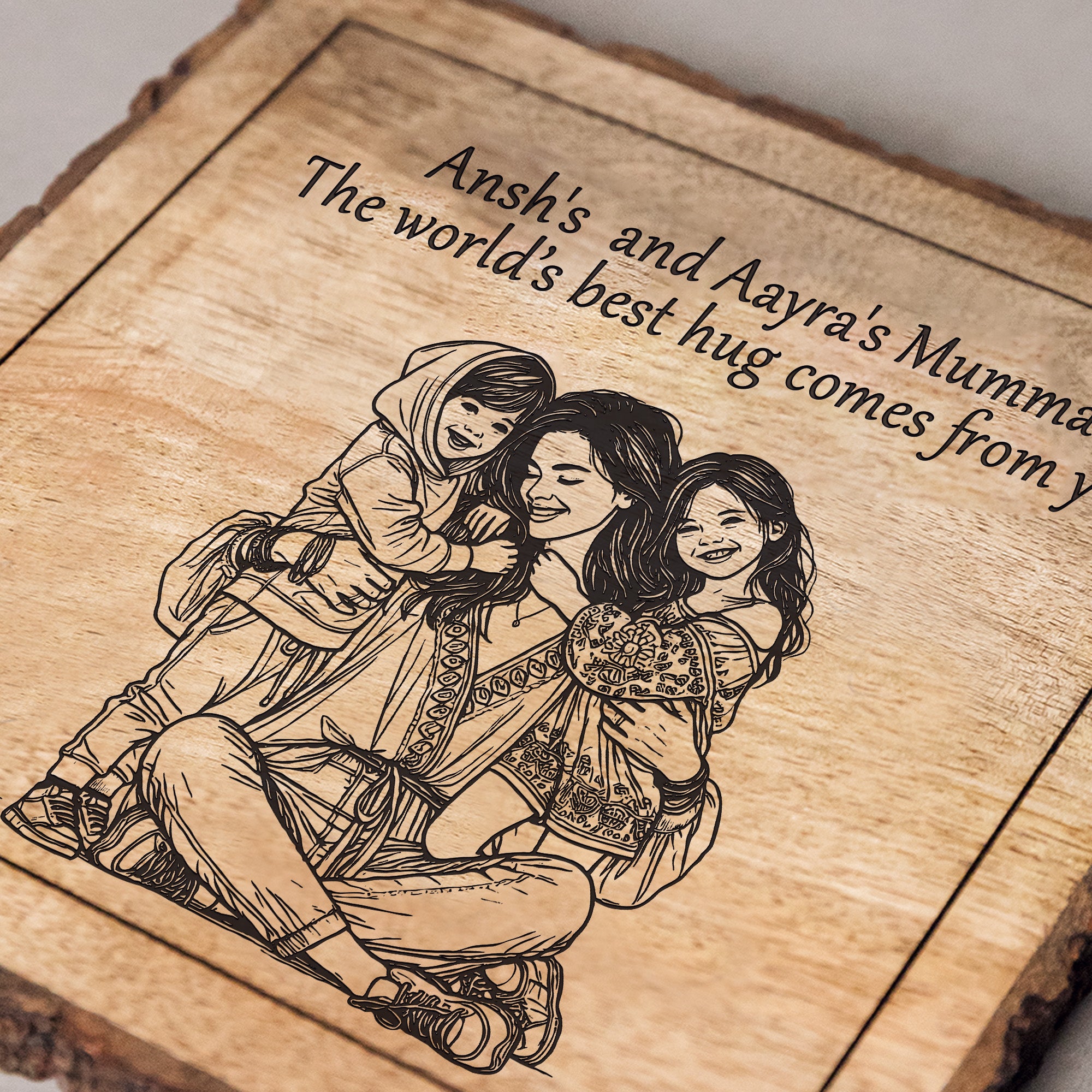 Handcrafted Mango Wood Personalized plaque-Mother's day Gift
