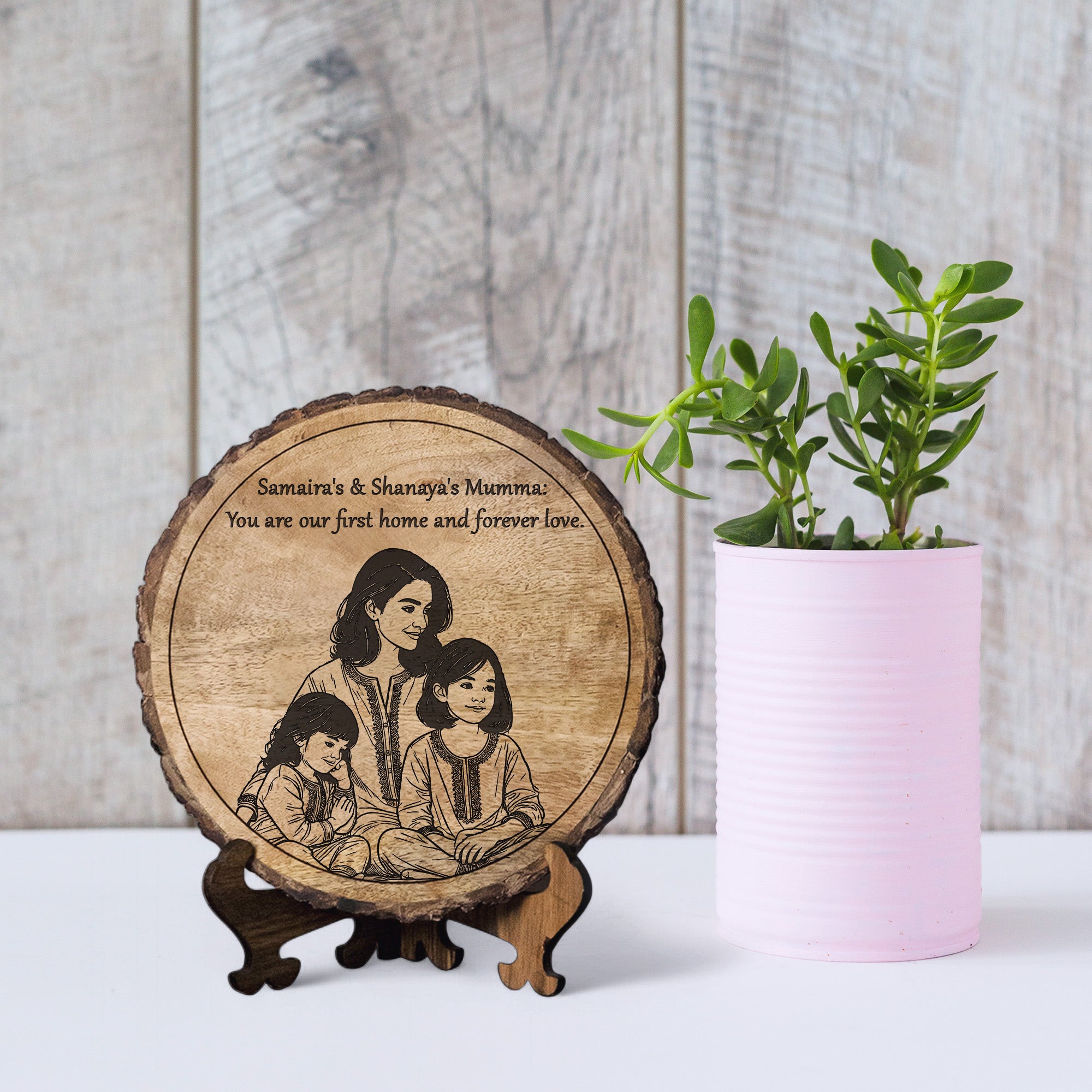 Handcrafted Mango Wood Personalized plaque-Mother's day Gift