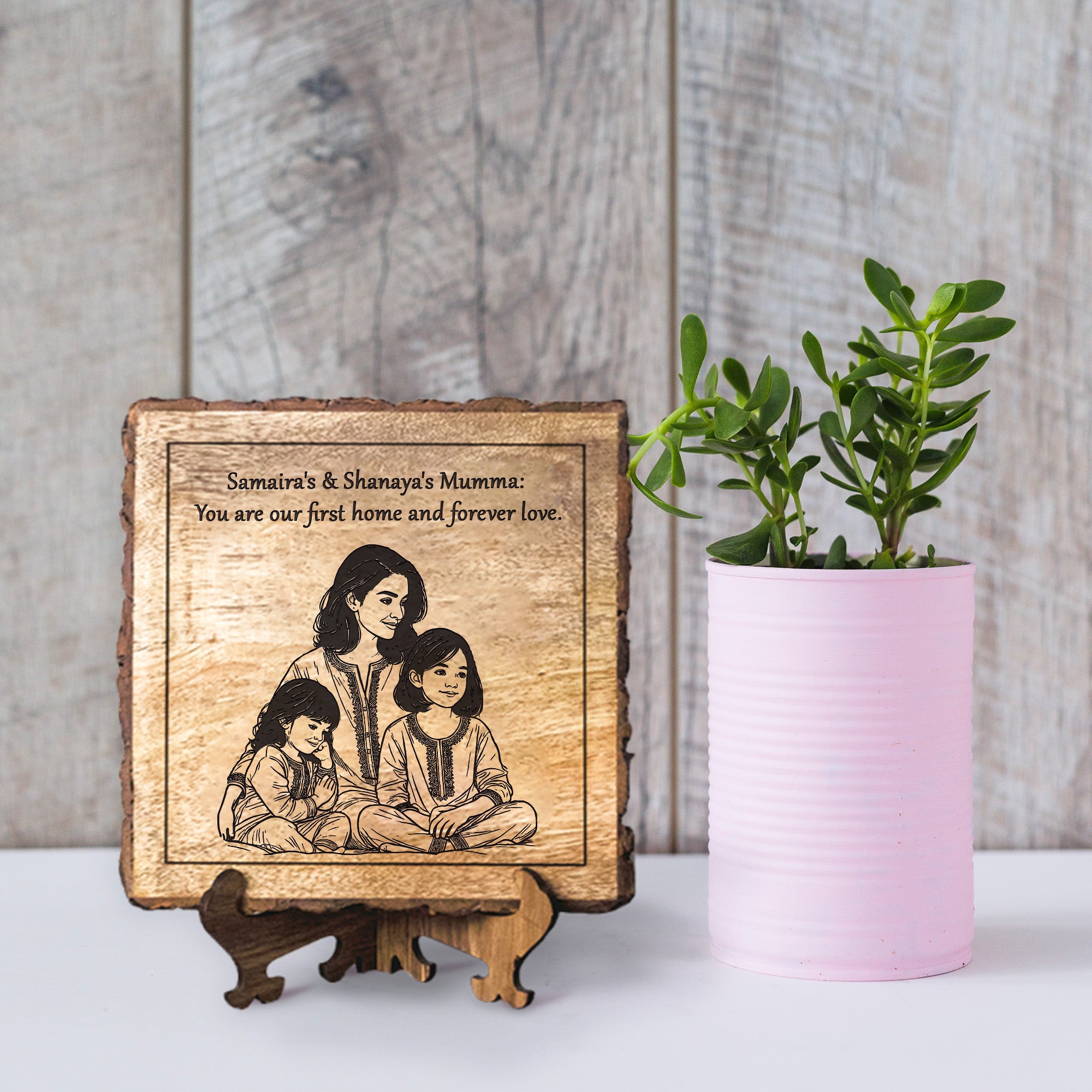 Handcrafted Mango Wood Personalized plaque-Mother's day Gift