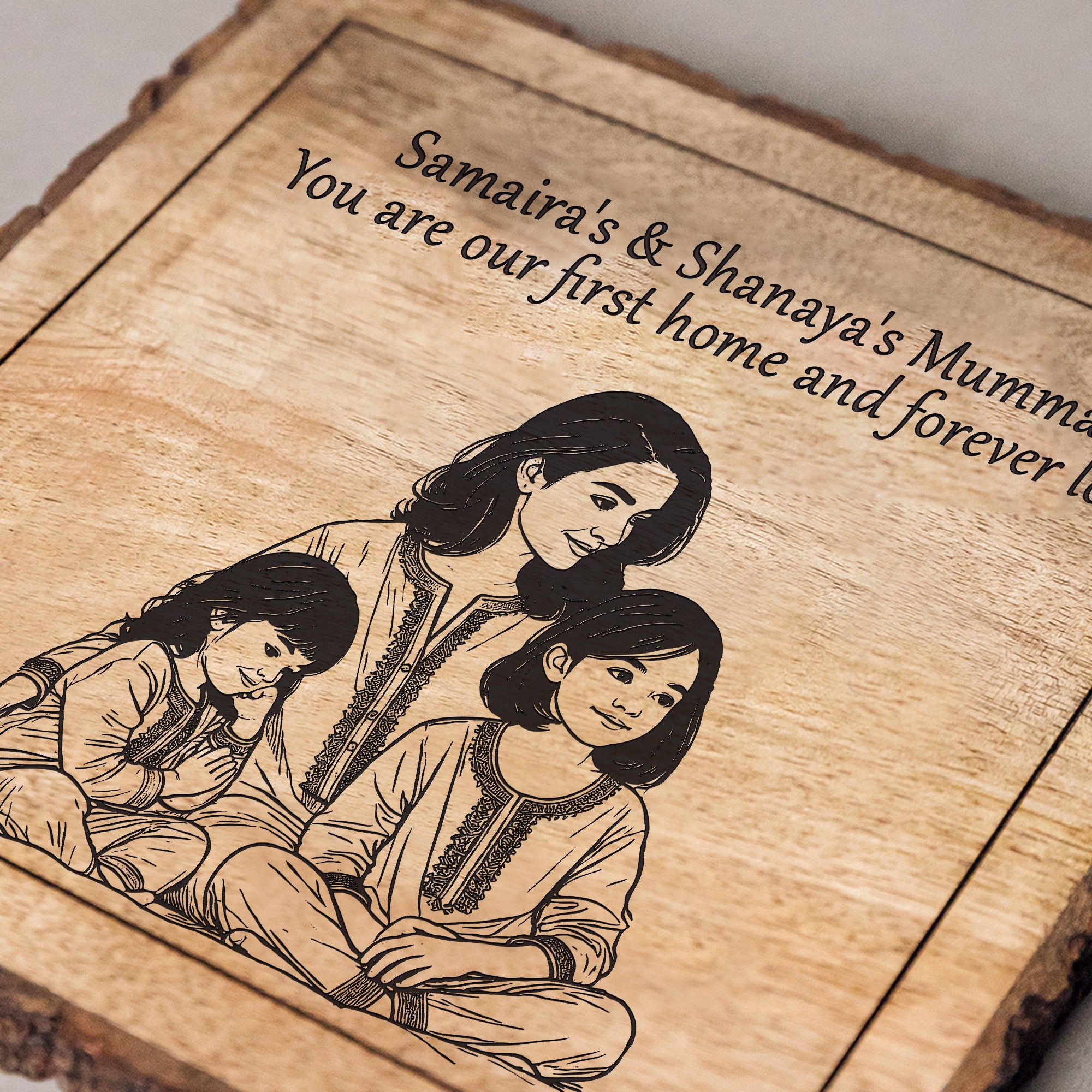 Handcrafted Mango Wood Personalized plaque-Mother's day Gift
