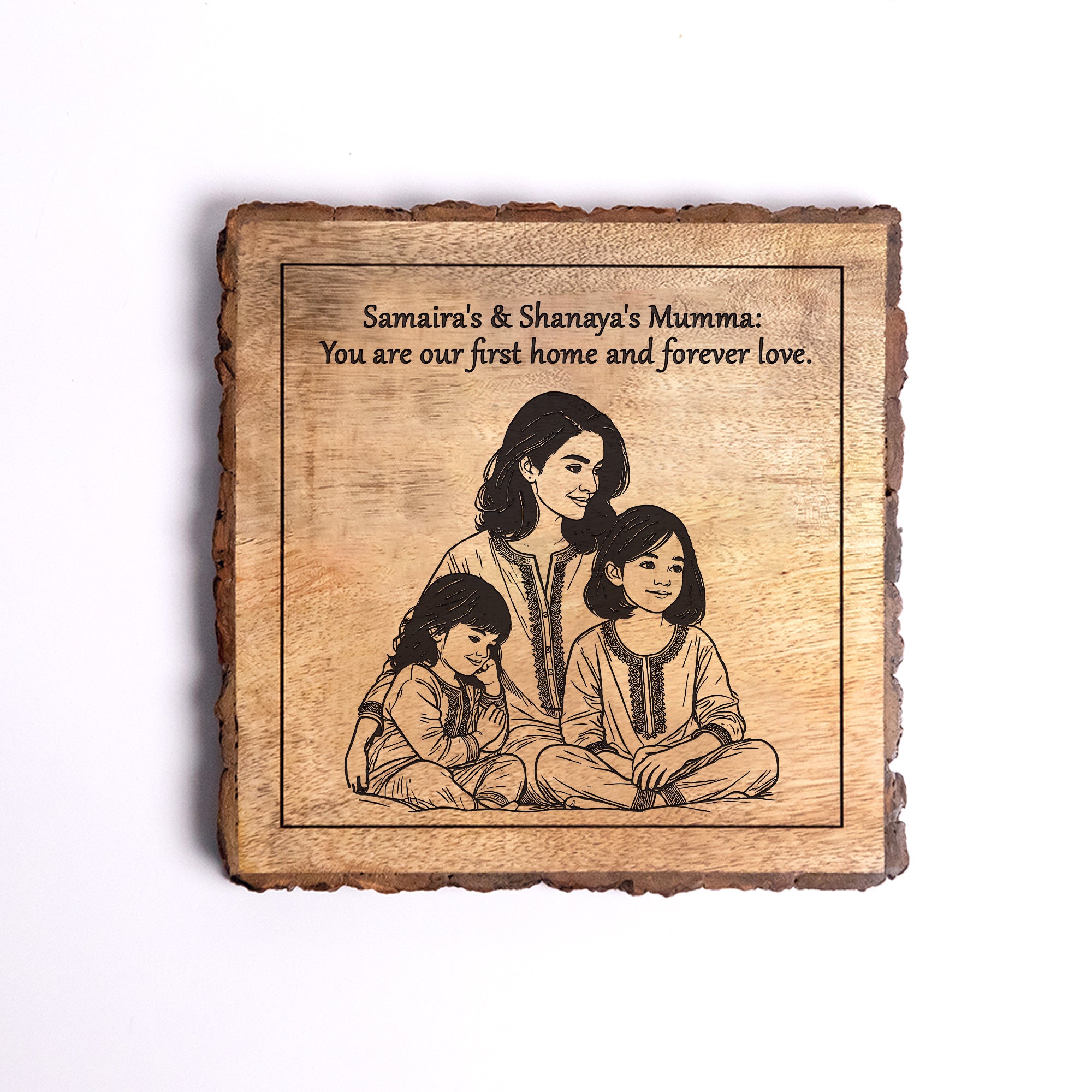 Handcrafted Mango Wood Personalized plaque-Mother's day Gift