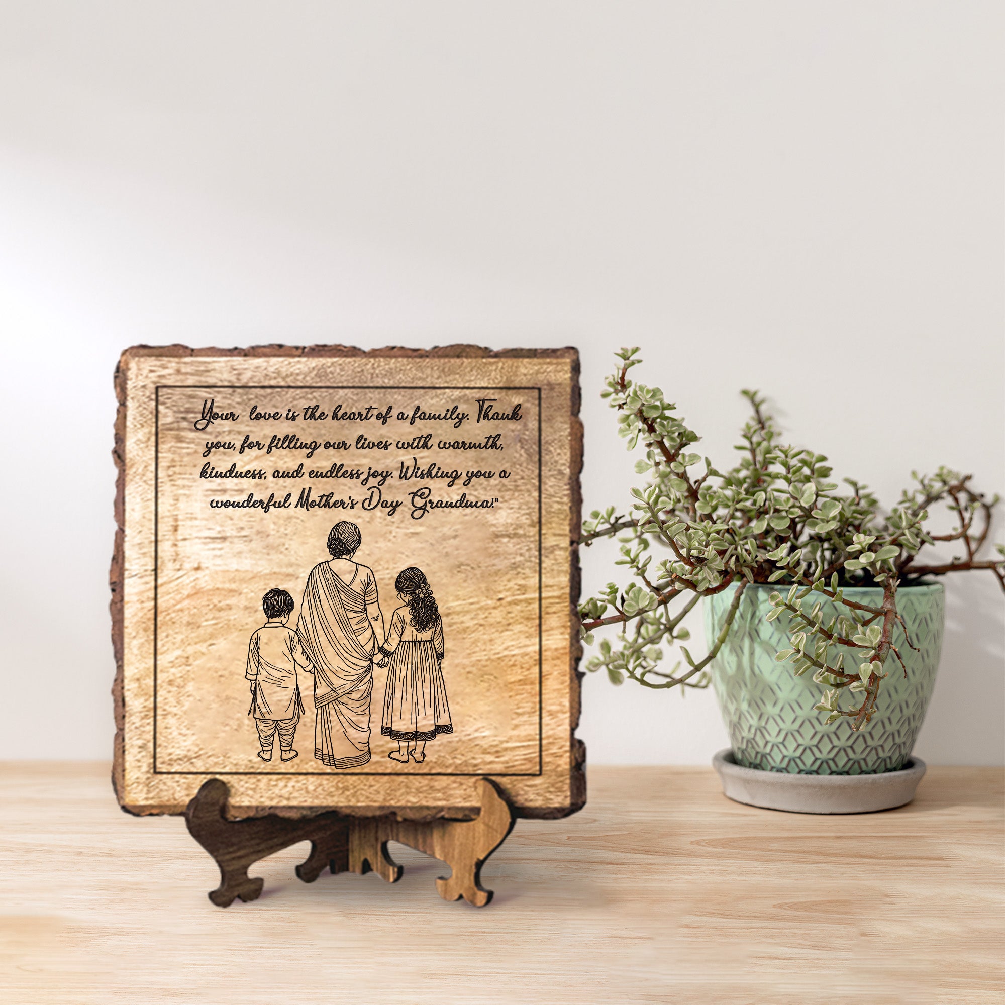 Handcrafted Mango Wood Personalized plaque-Mother's day Gift