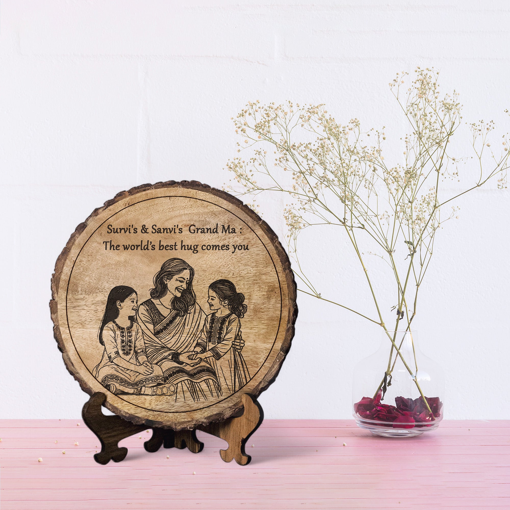 Handcrafted Mango Wood Personalized plaque-Mother's day Gift