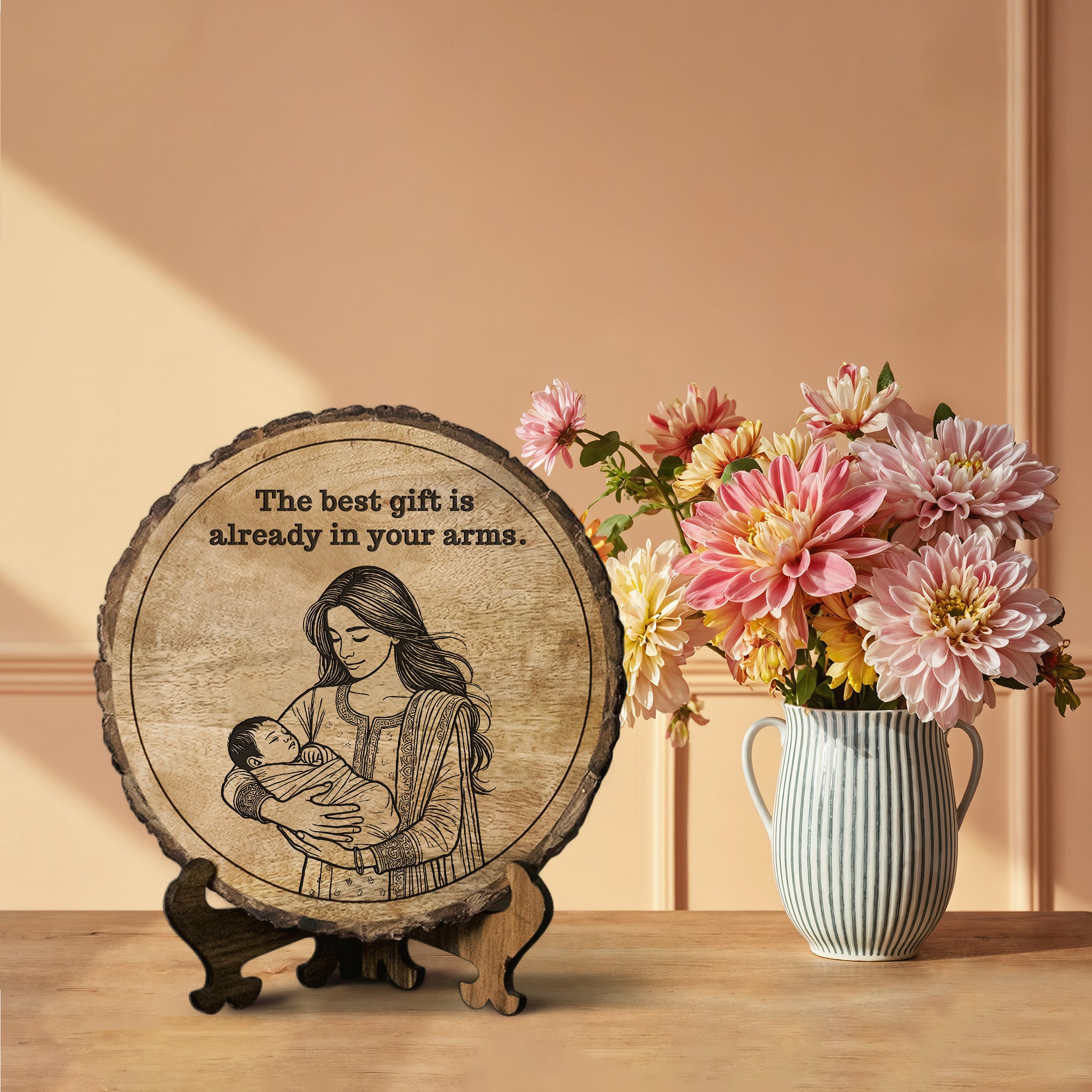 Handcrafted Mango Wood Personalized plaque-Mother's day Gift