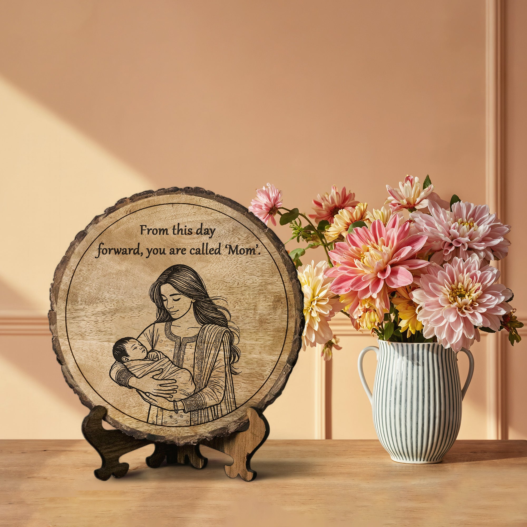 Handcrafted Mango Wood Personalized plaque-Mother's day Gift