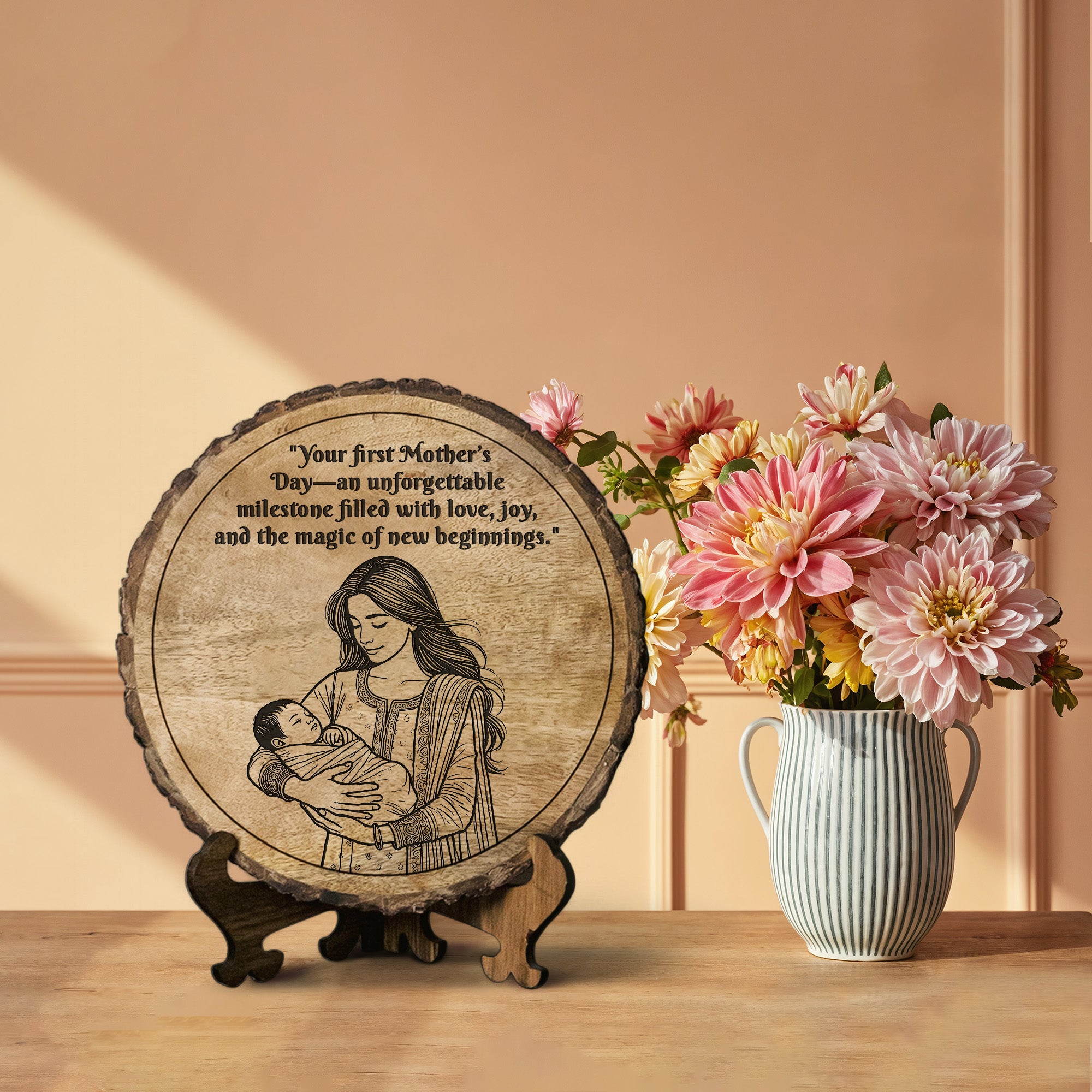 Handcrafted Mango Wood Personalized plaque-Mother's day Gift