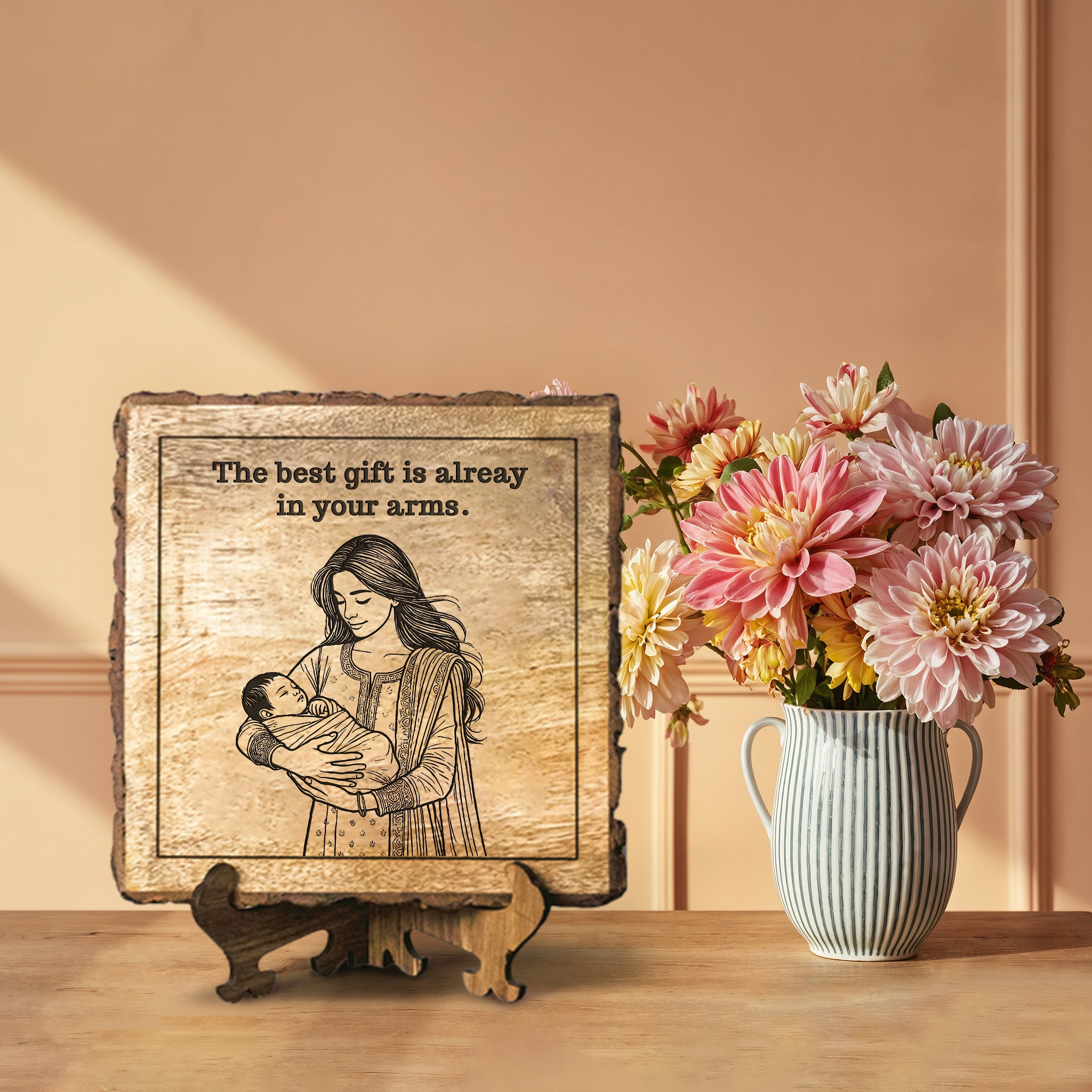 Handcrafted Mango Wood Personalized plaque-Mother's day Gift