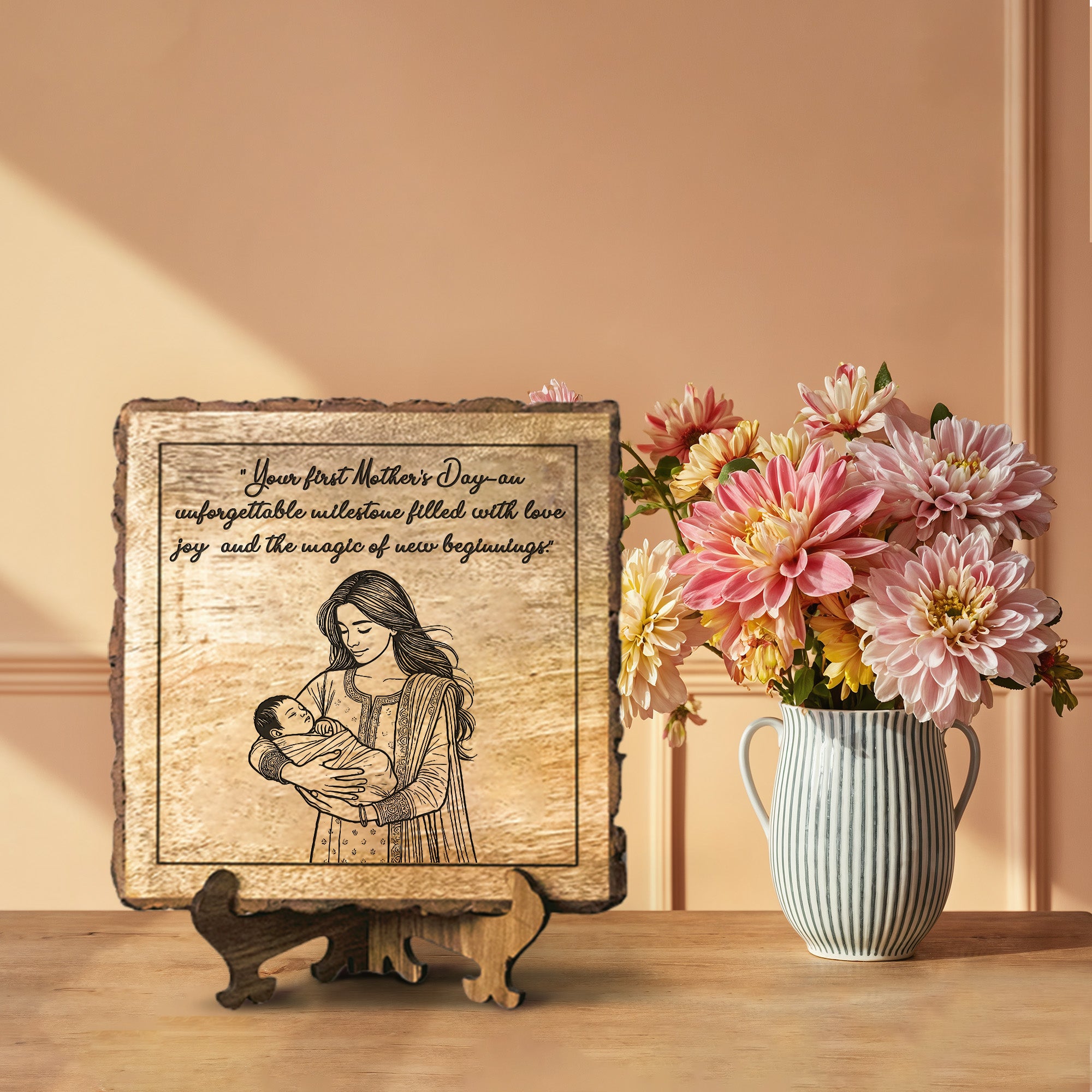 Handcrafted Mango Wood Personalized plaque-Mother's day Gift