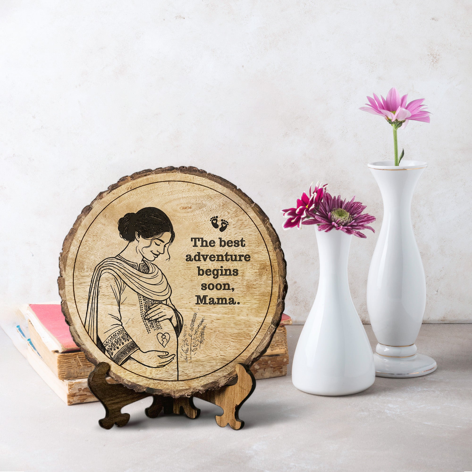 Handcrafted Mango Wood Personalized plaque-Mother's day Gift