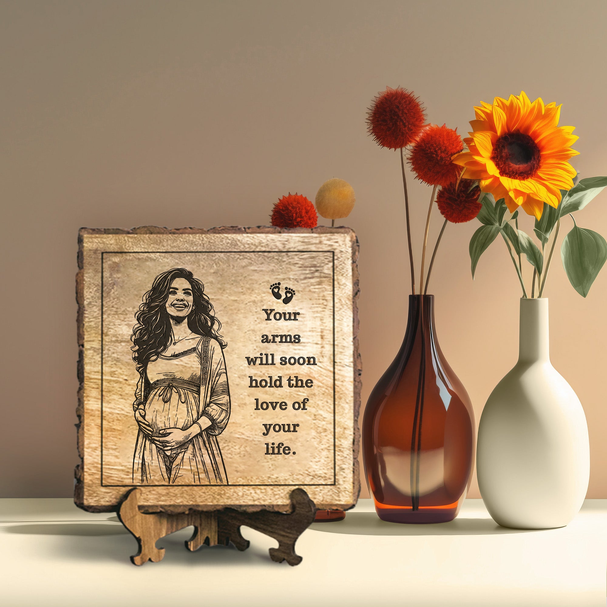 Handcrafted Mango Wood Personalized plaque-Mother's day Gift