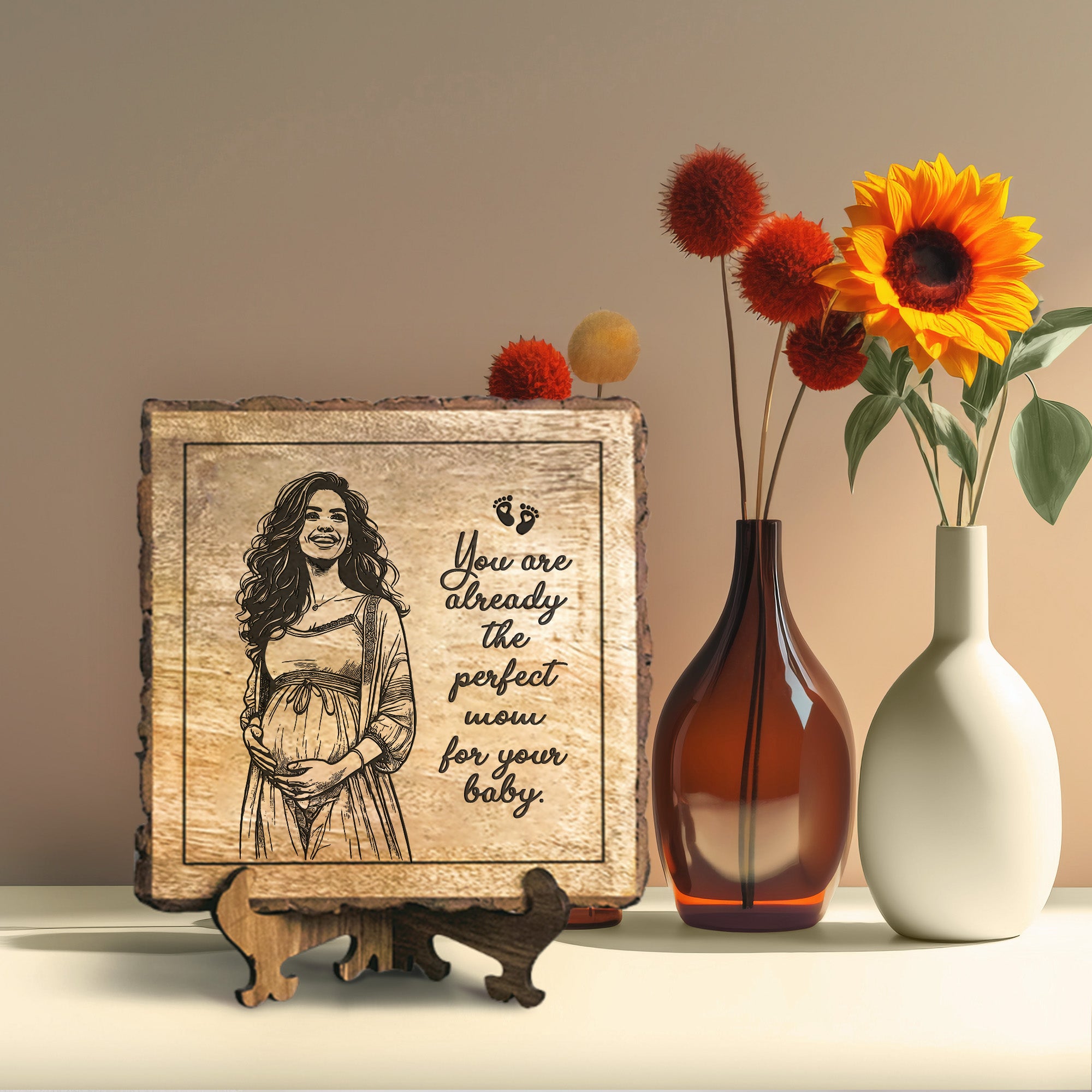 Handcrafted Mango Wood Personalized plaque-Mother's day Gift