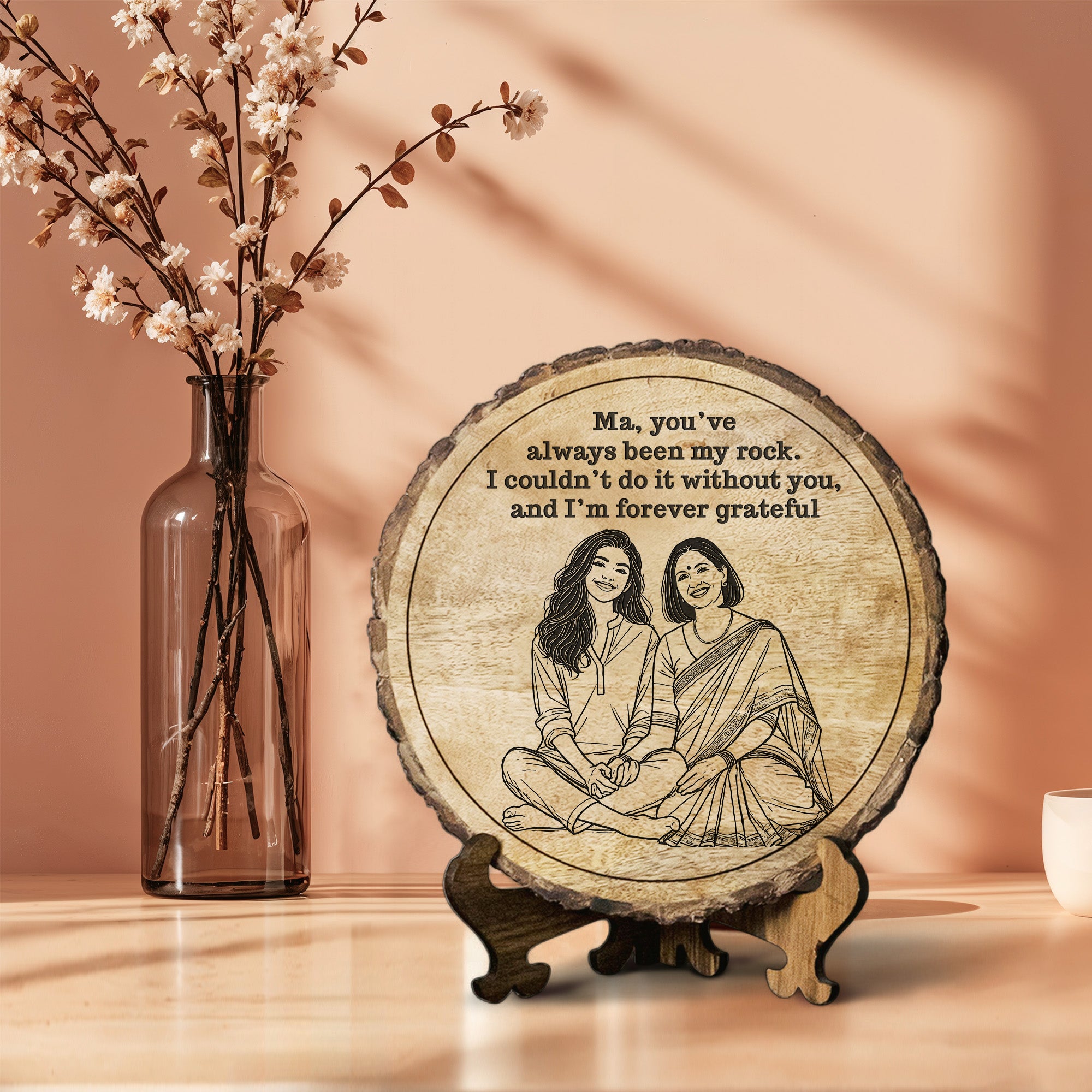 Handcrafted Mango Wood Personalized plaque-Mother's day Gift