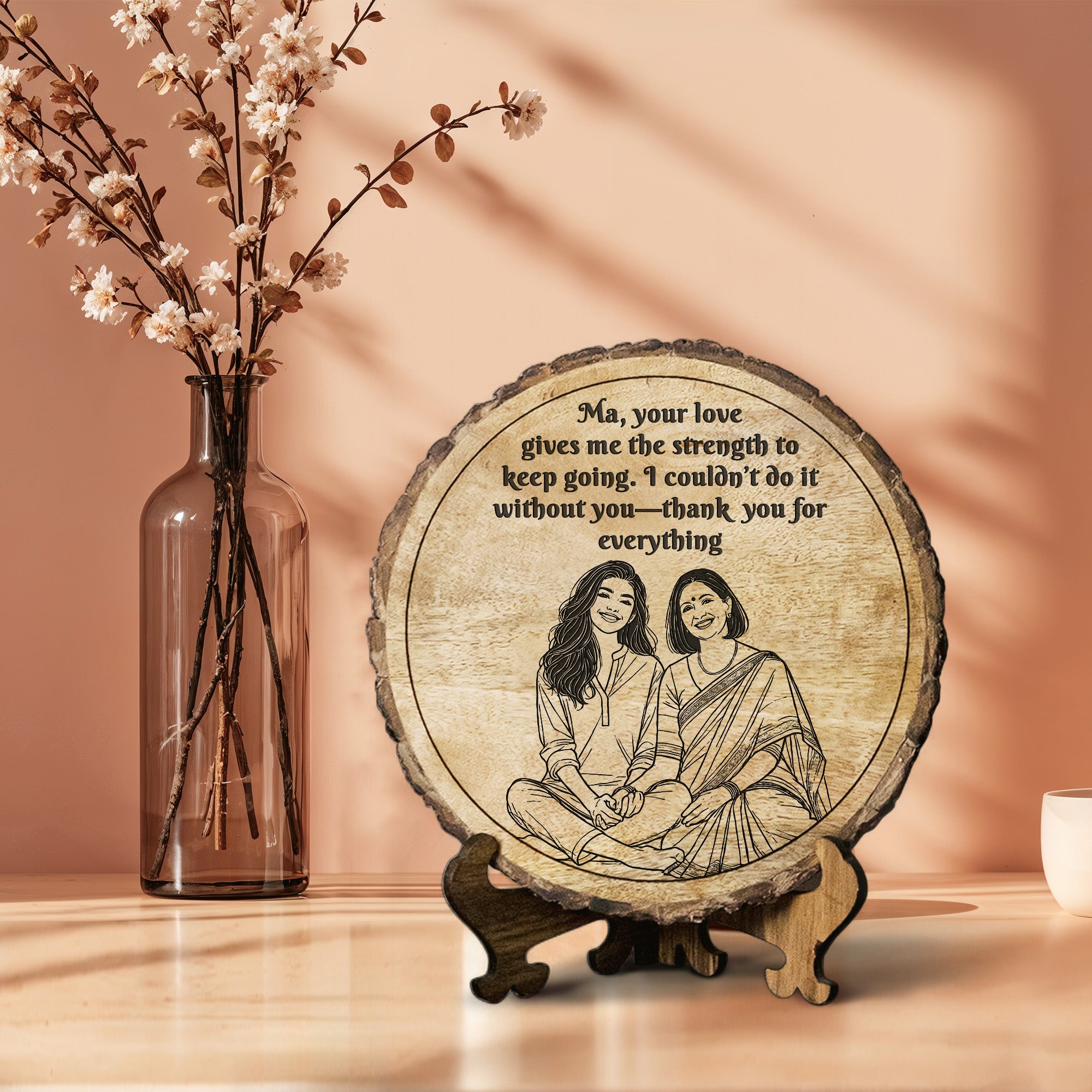 Handcrafted Mango Wood Personalized plaque-Mother's day Gift