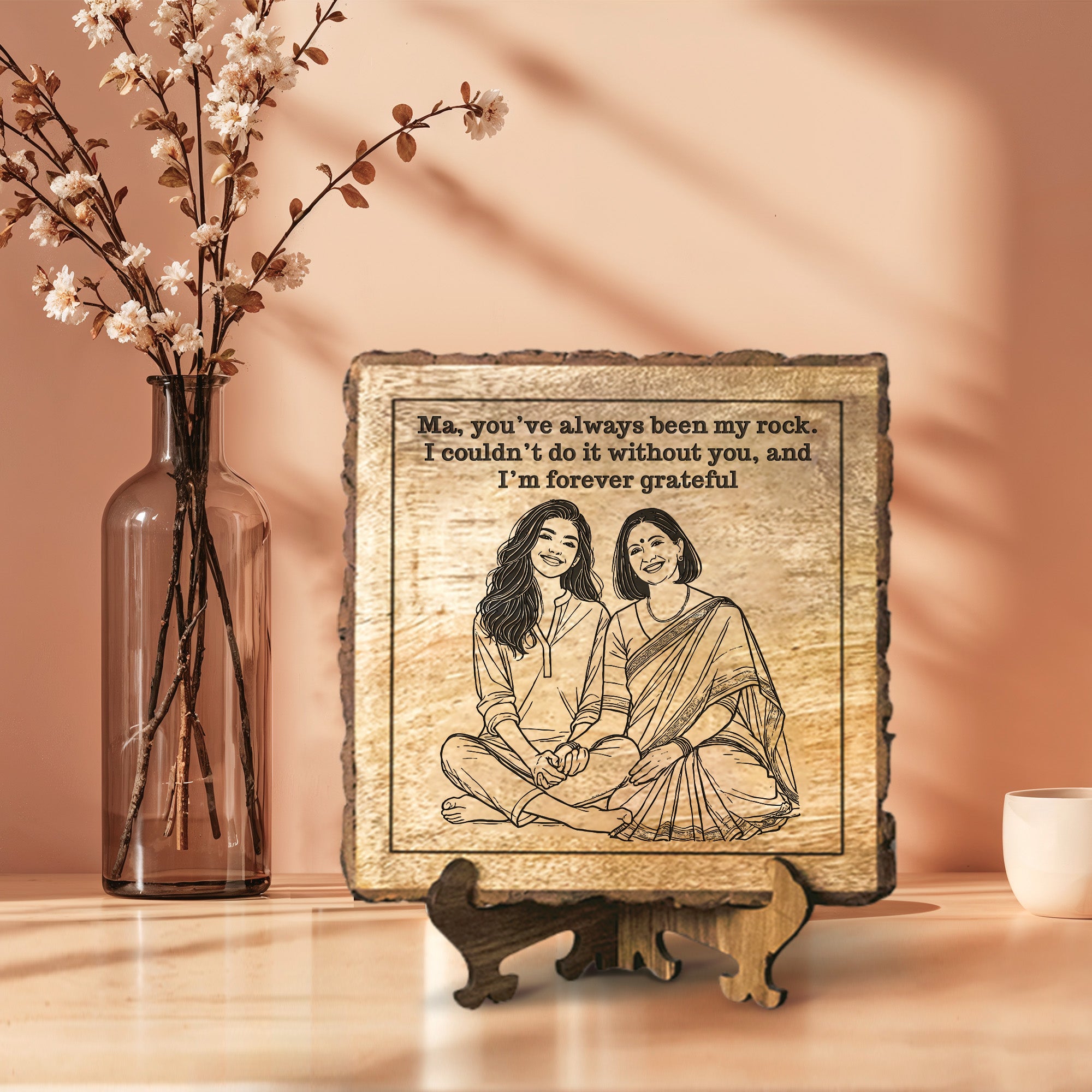 Handcrafted Mango Wood Personalized plaque-Mother's day Gift