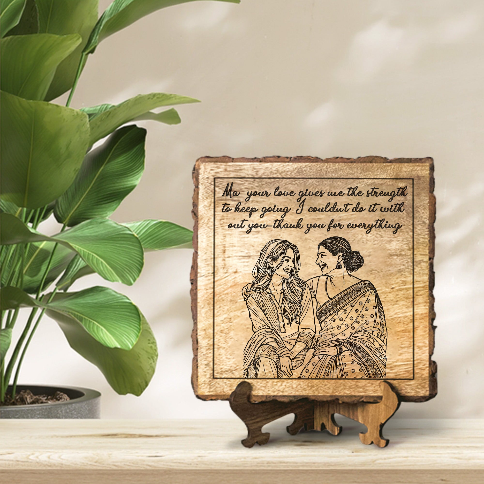 Handcrafted Mango Wood Personalized plaque-Mother's day Gift