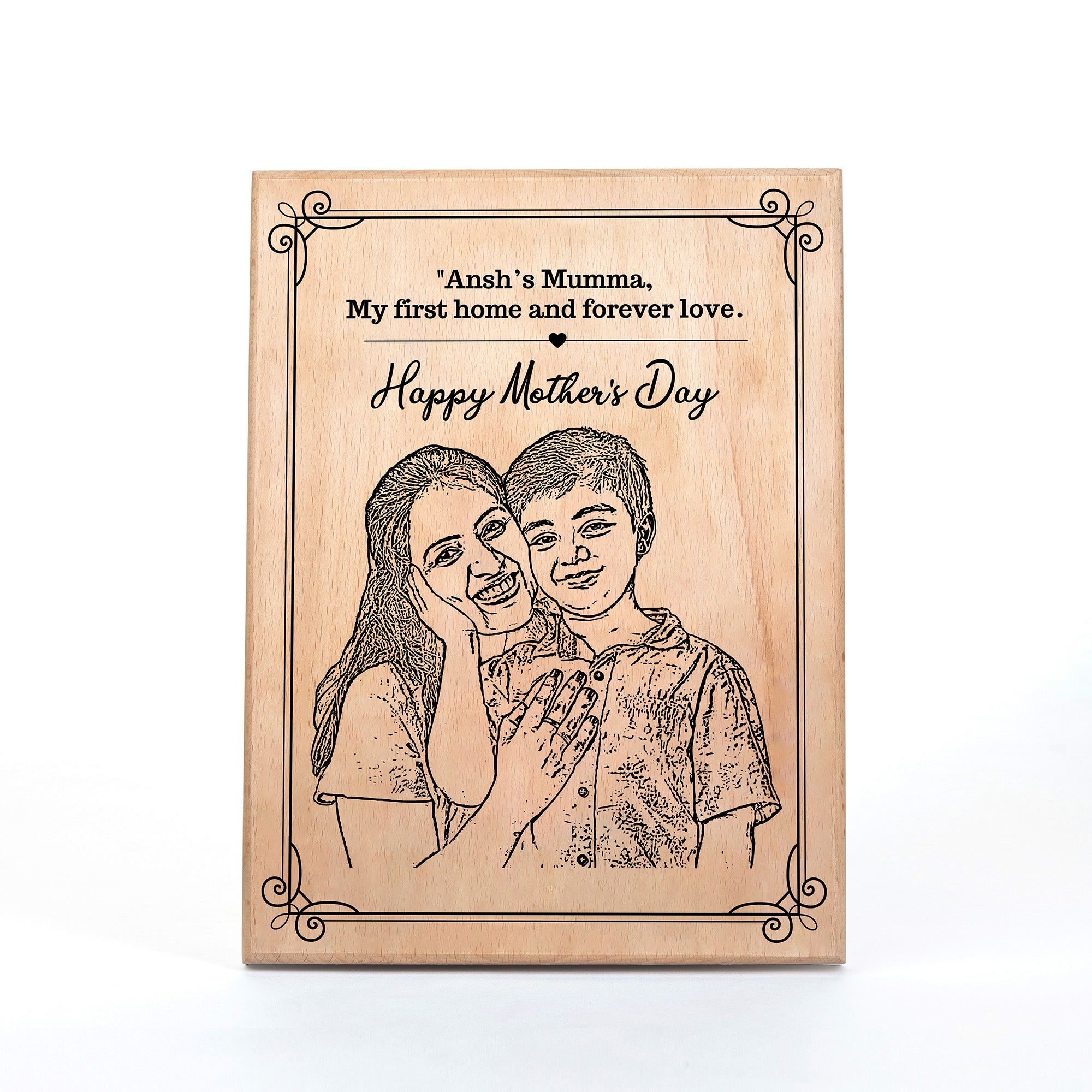 Personalized Wooden Portrait 7x9 inches-Mother's Day Gift